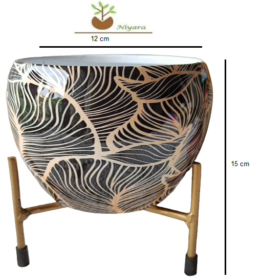 Metal apple shape combo planter with stand size- (14cmX14 cm)