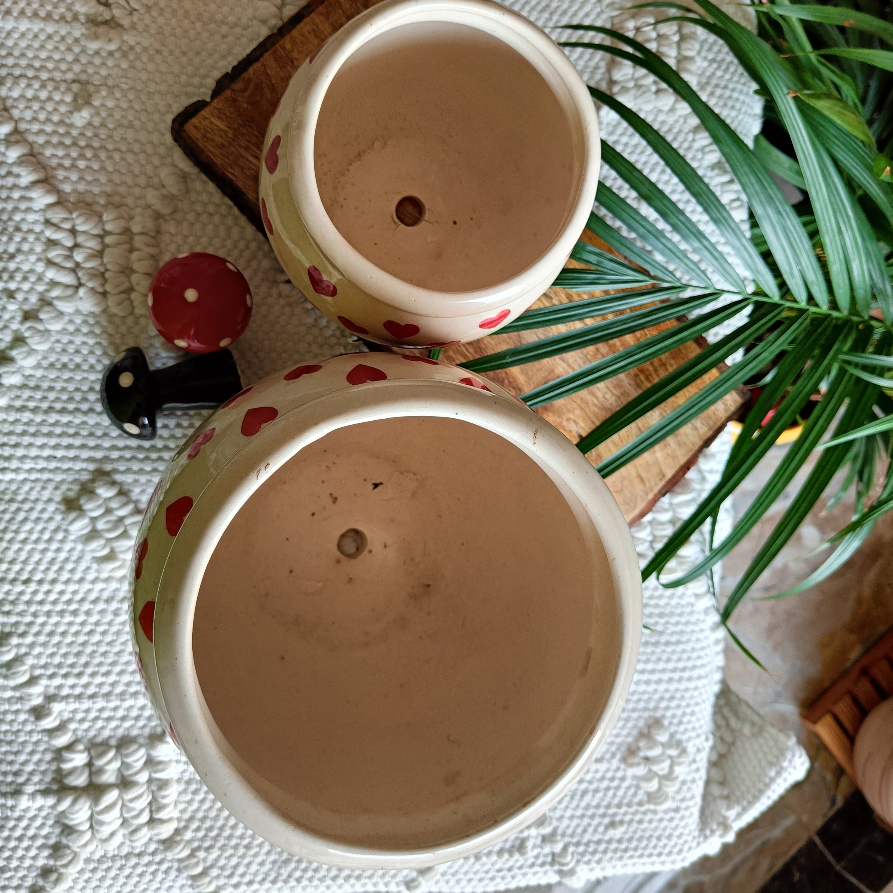 Heart print ceramic combo planter pot size 8 inch by 6 inch