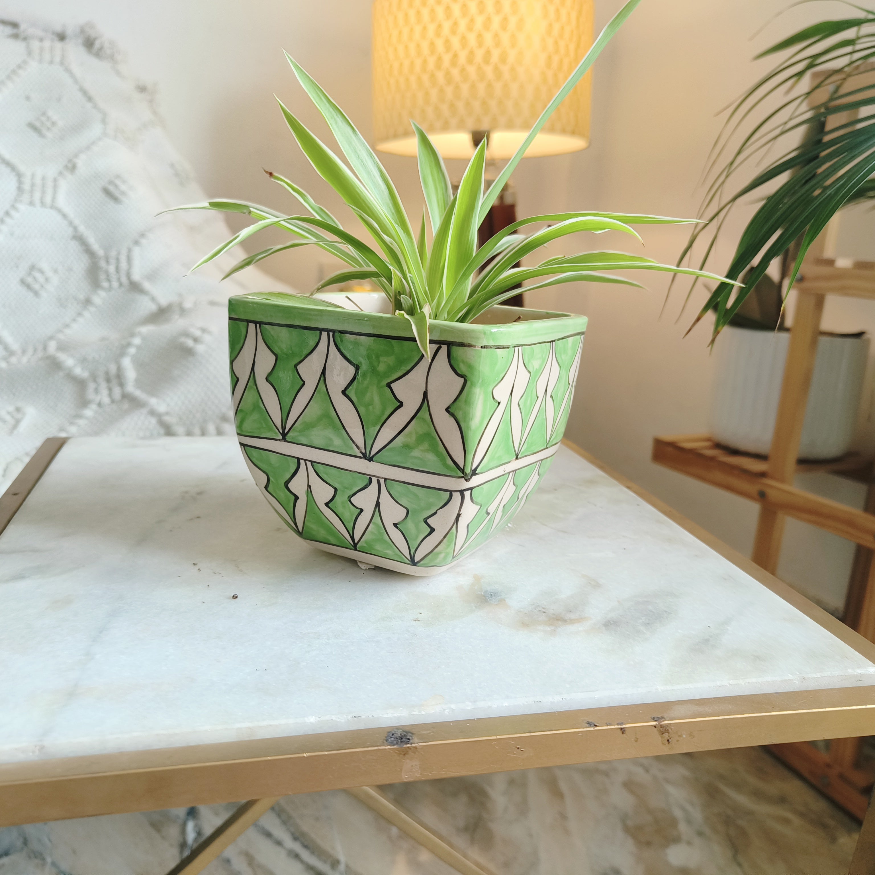Green Ceramic pot planter size 4.5 inch