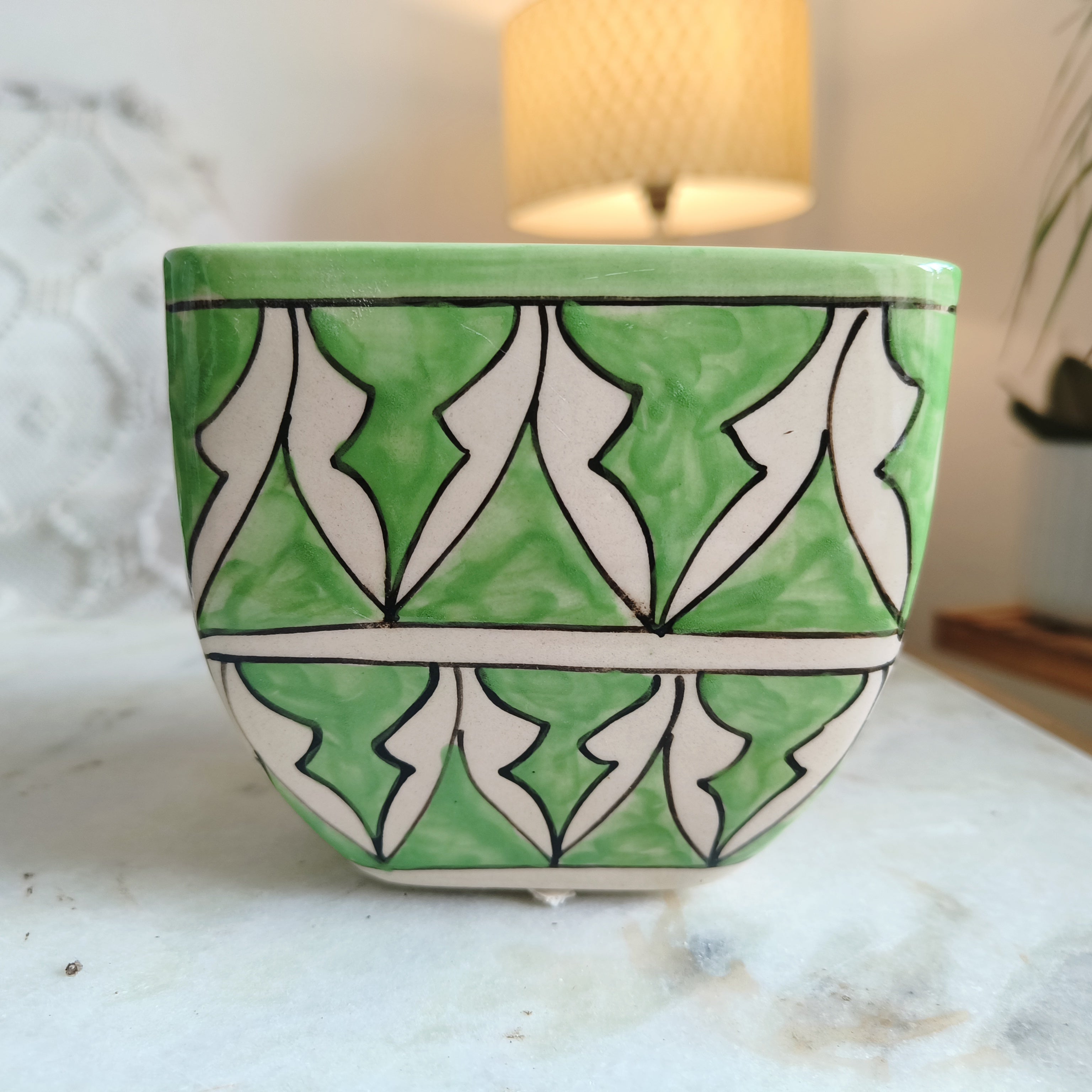 Green Ceramic pot planter size 4.5 inch