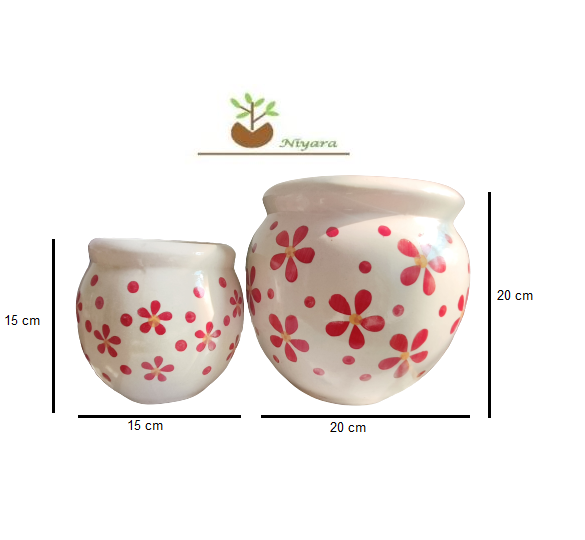 Red Warmth ceramic combo planter pot size 8 inch by 6 inch