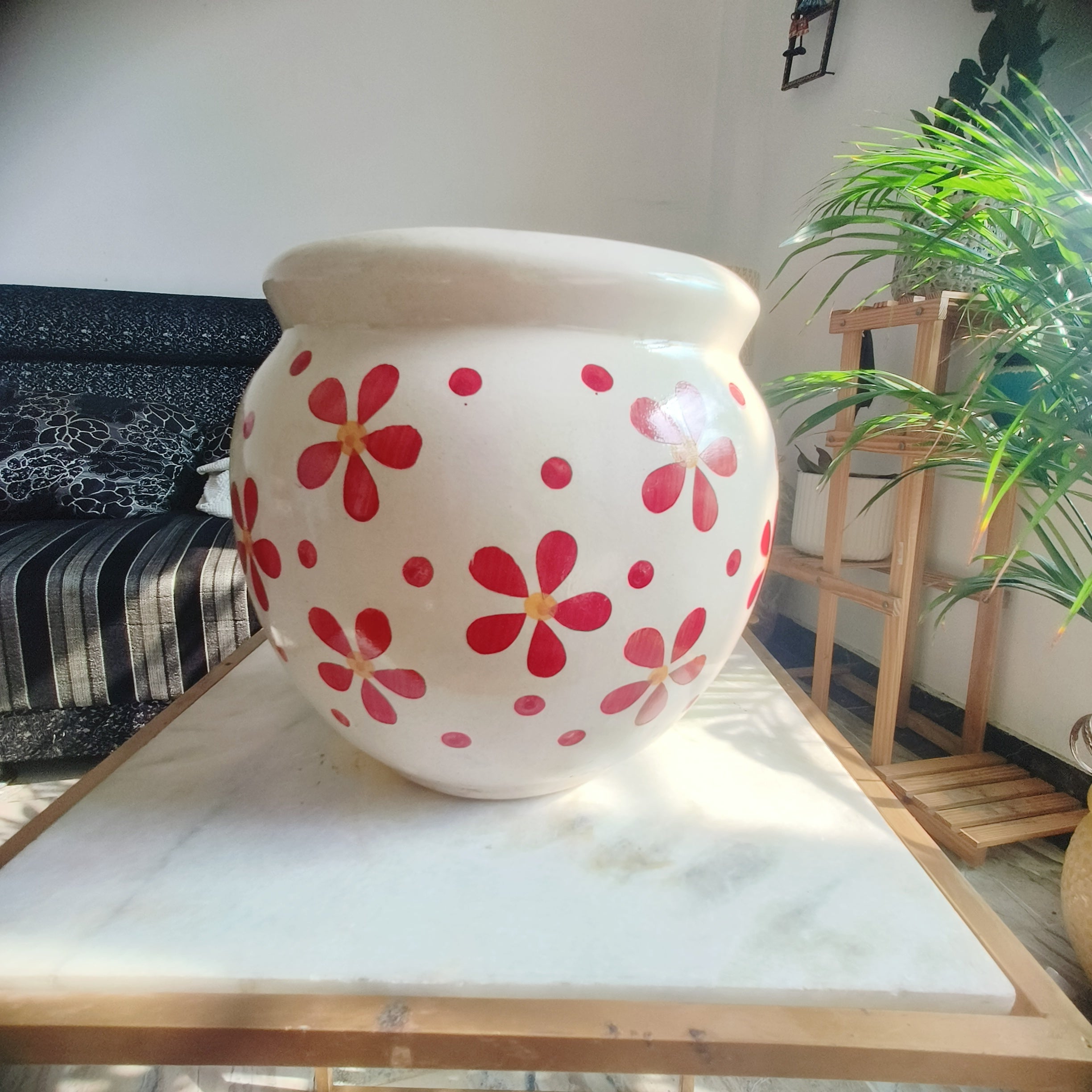 Red Warmth ceramic combo planter pot size 8 inch by 6 inch