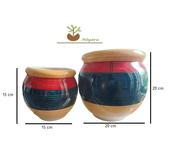 Wild flower ceramic combo pot size 8 inch by 6 inch