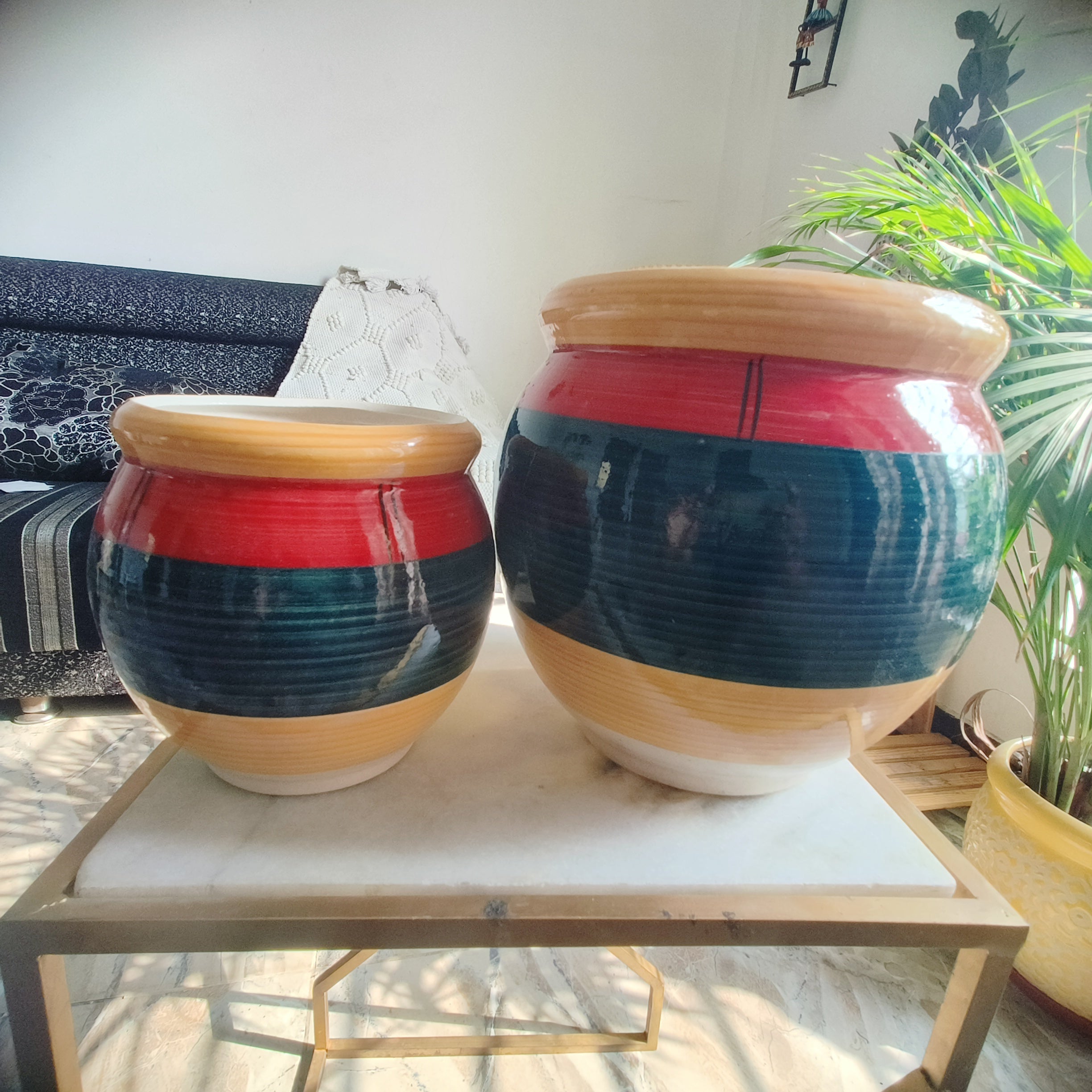 Wild flower ceramic combo pot size 8 inch by 6 inch