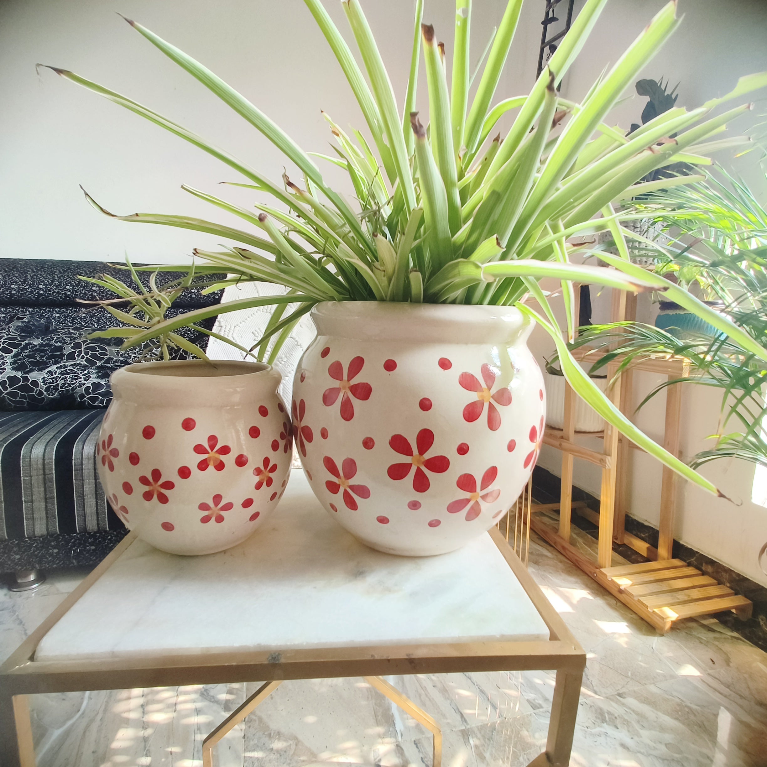 Red Warmth ceramic combo planter pot size 8 inch by 6 inch