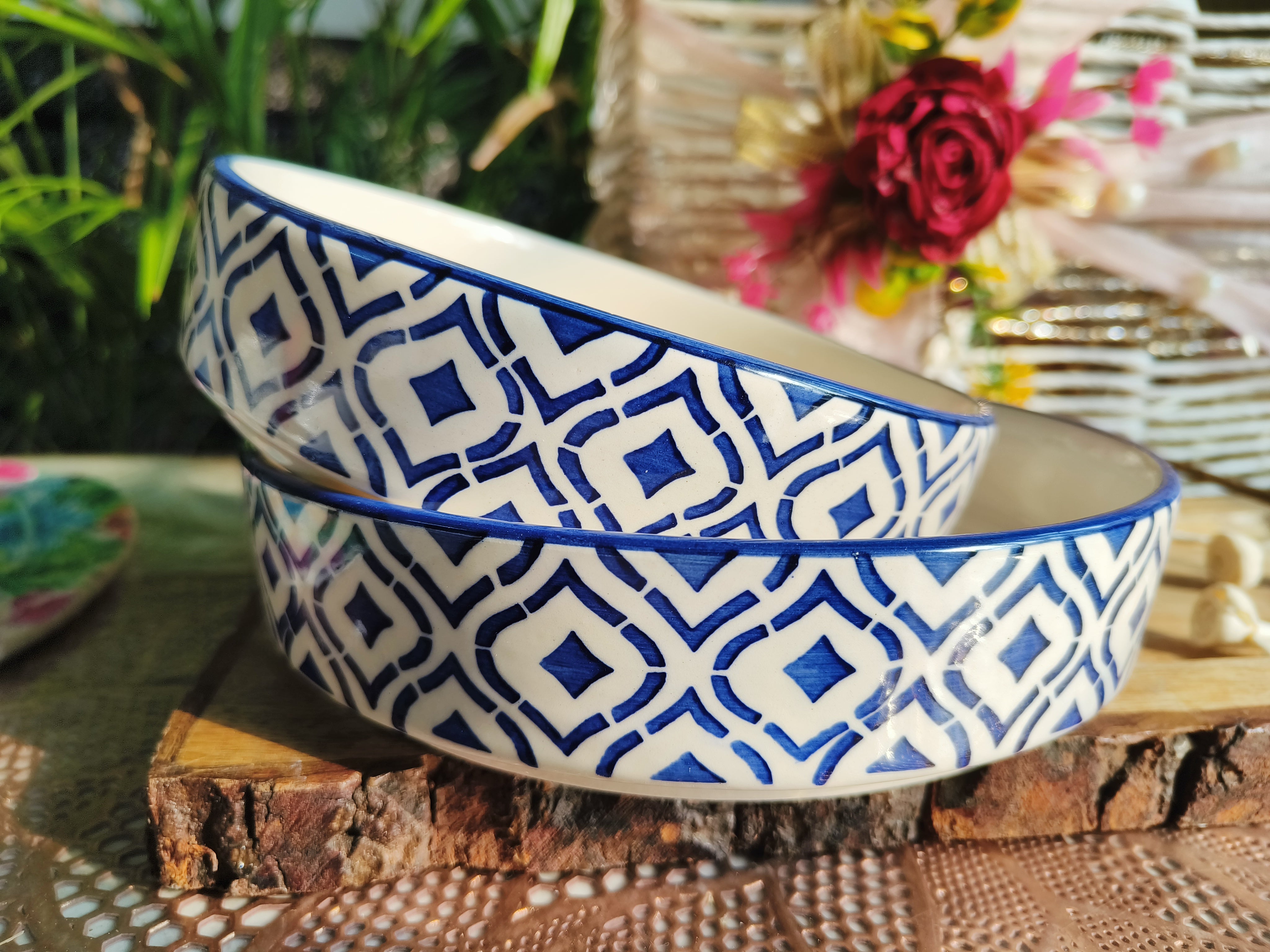 Blue Mughal Print Bowls set of 3