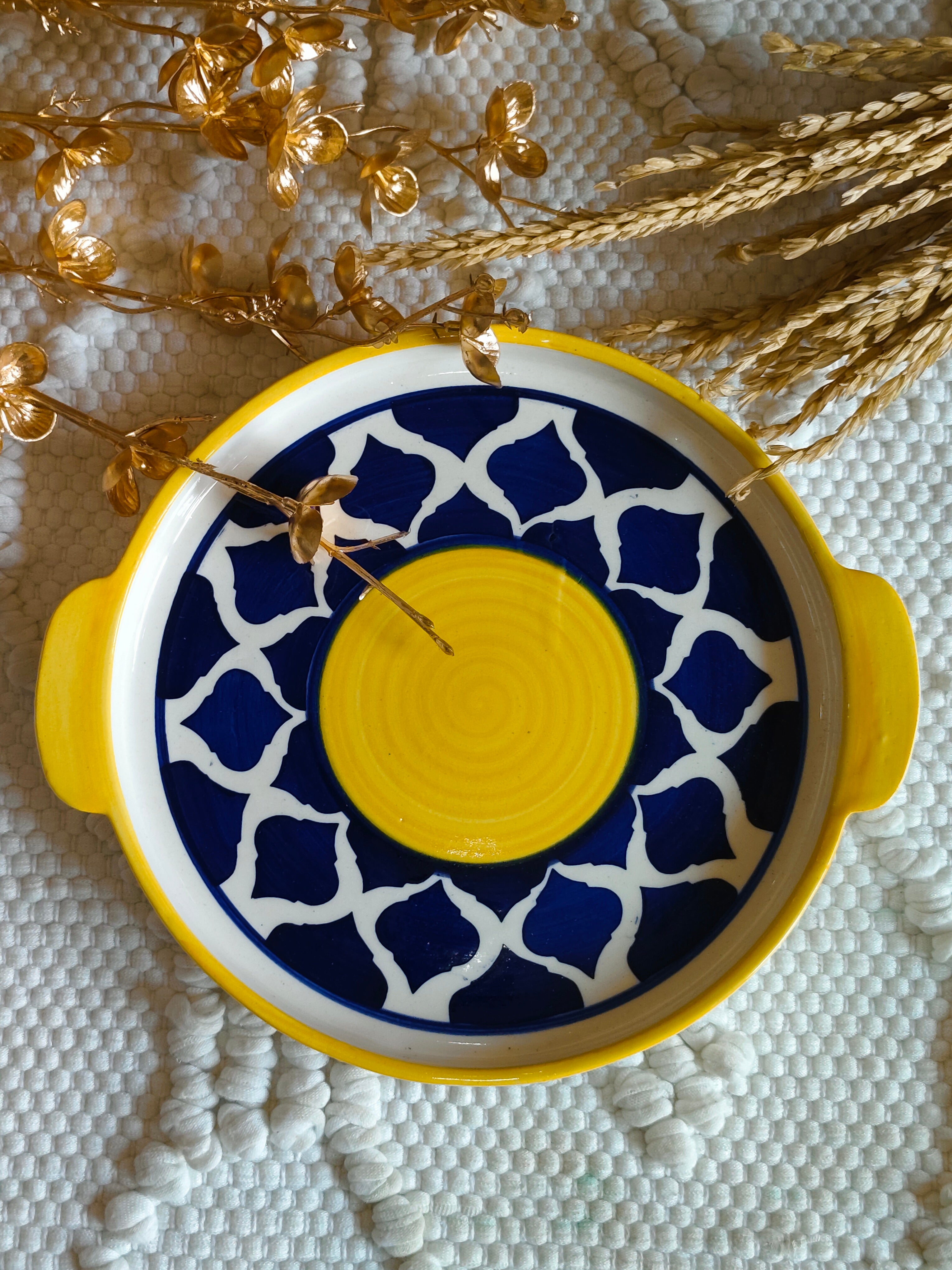 NIYARA YELLOW MUGHAL DESIGN PASTA PLATE SET 1