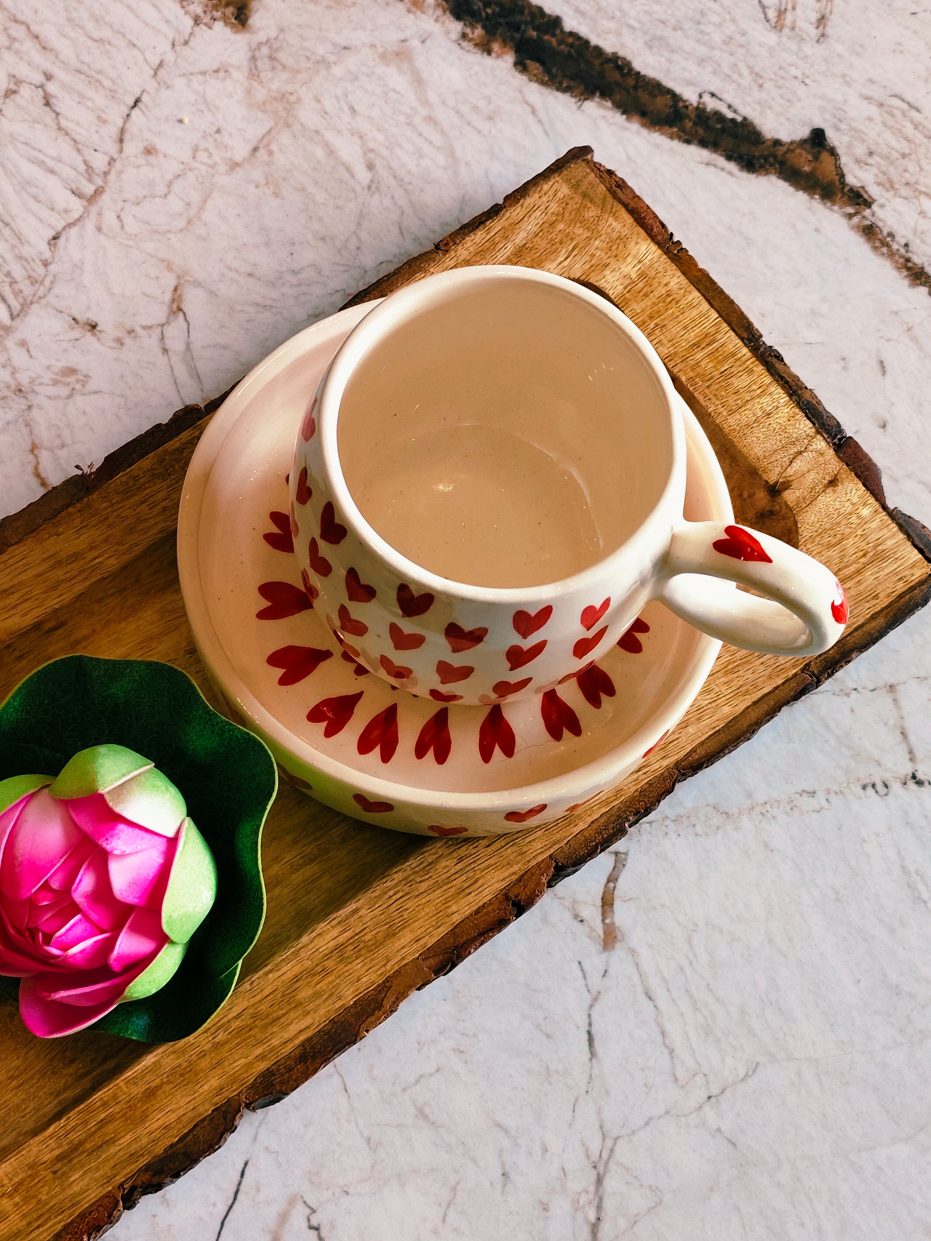 Heart Mug With Saucer Set of 2