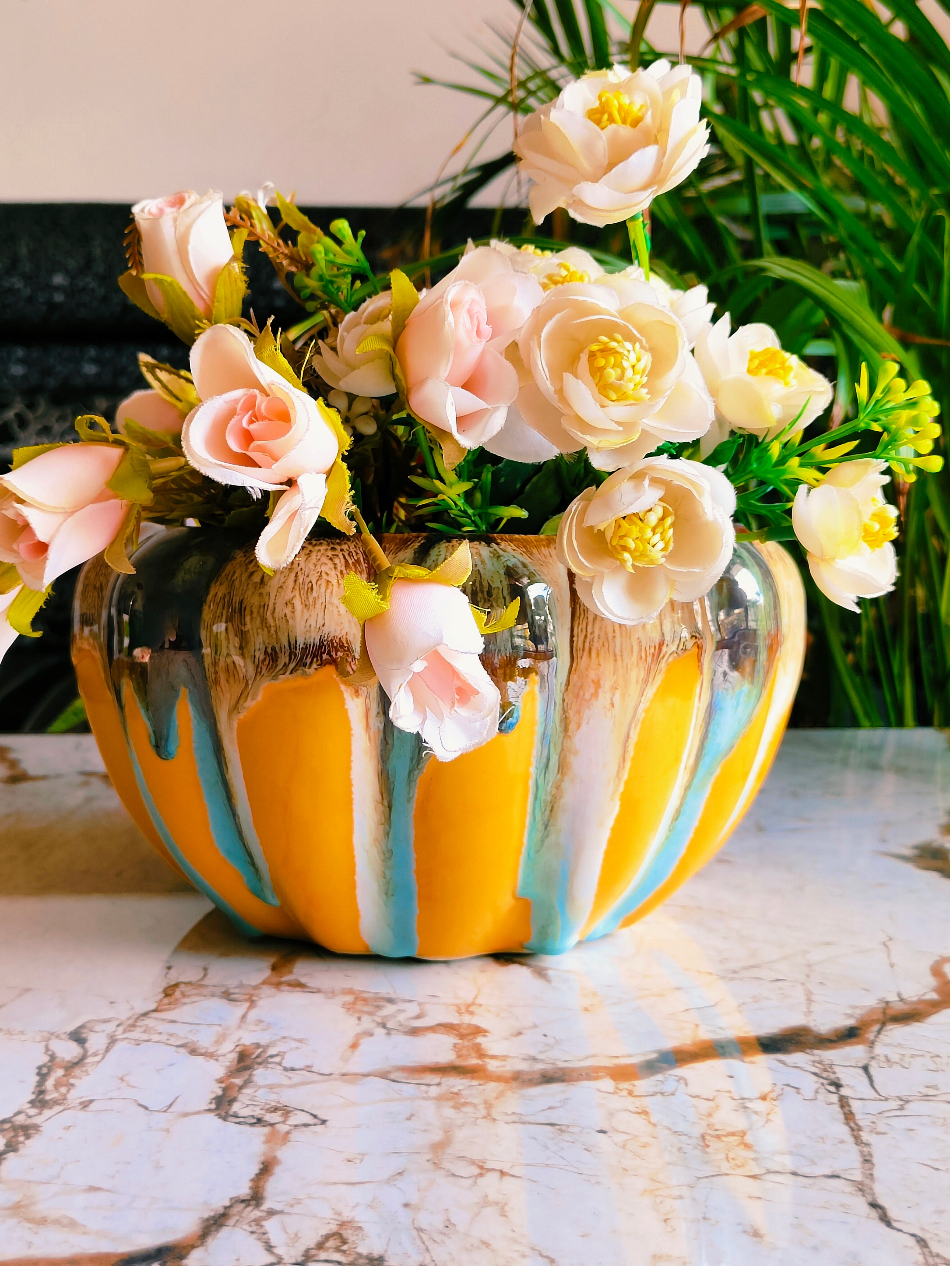 Mustard flow look pumpkin pot
