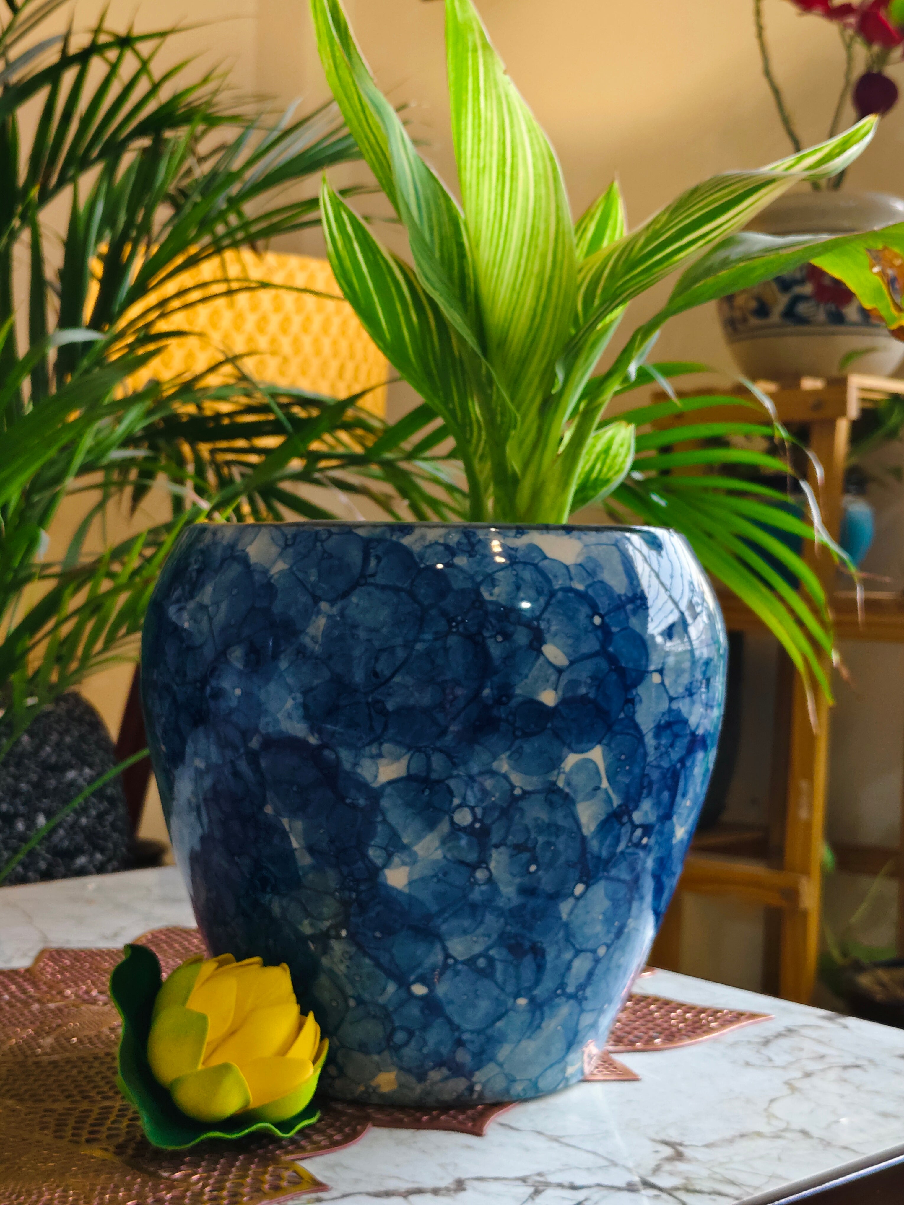 Glossy Stylish Planters Pot Color-Blue