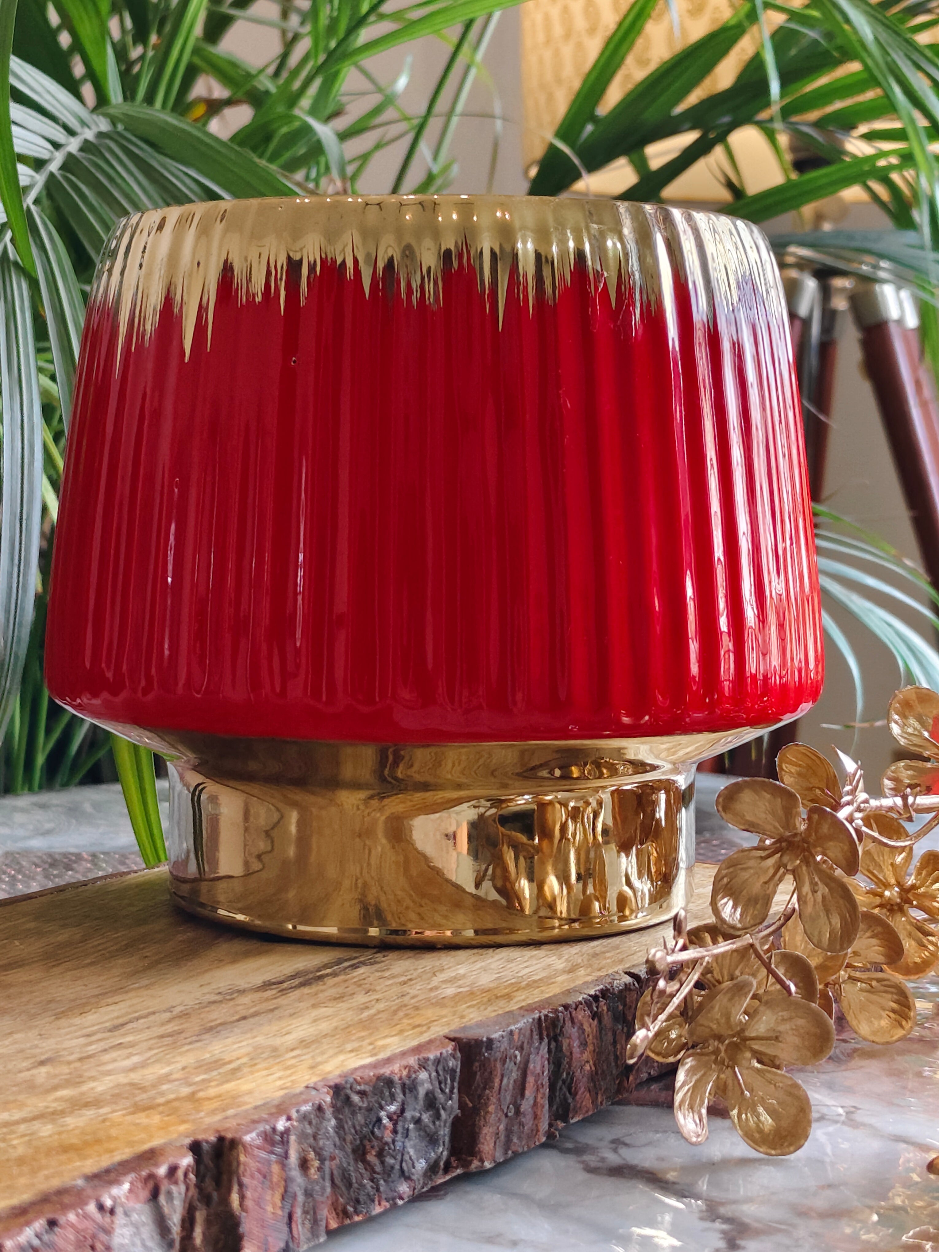 Luxe Red Design Ceramic Pots Size 6.5 inches
