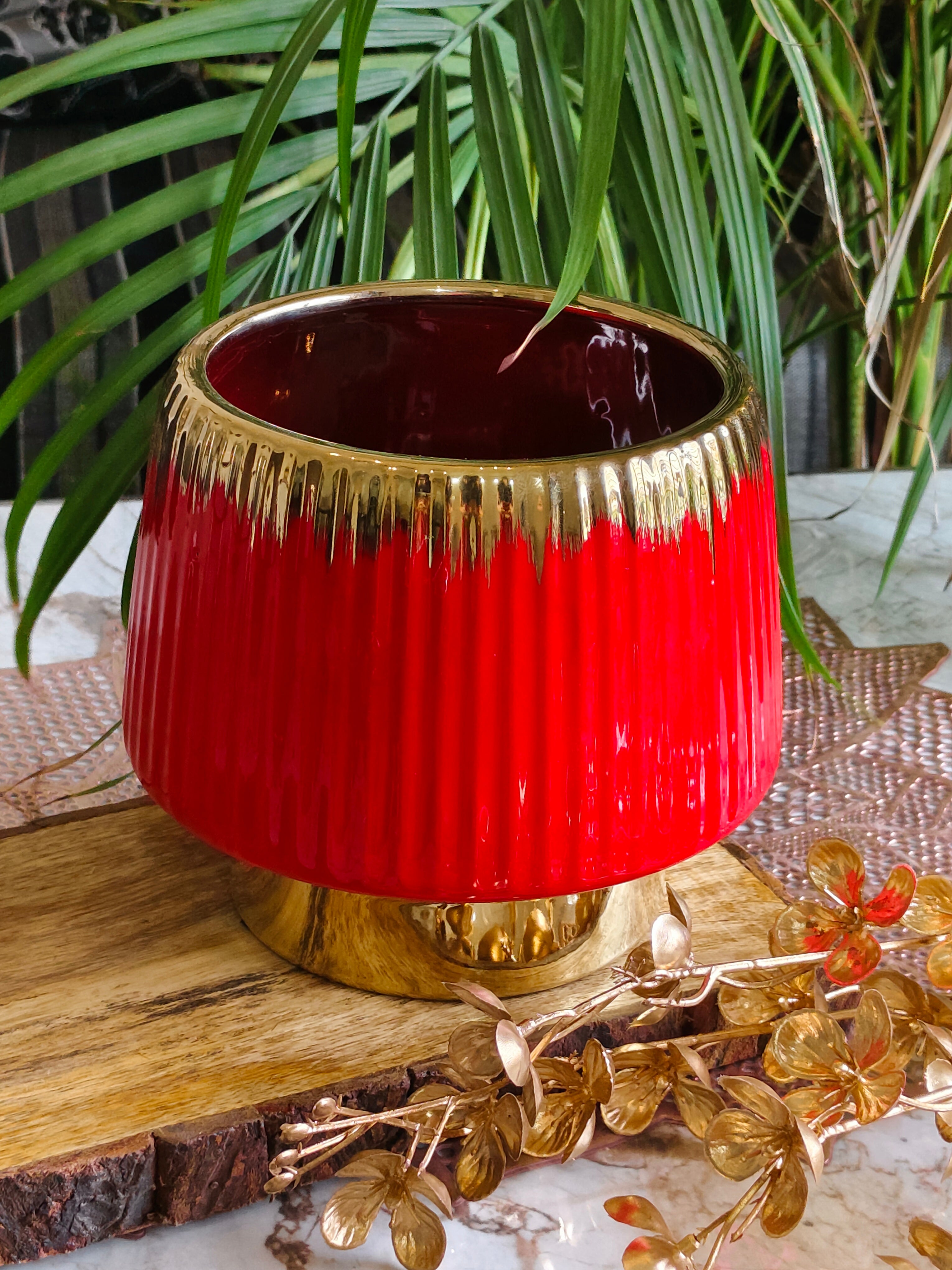 Luxe Red Design Ceramic Pots Size 6.5 inches