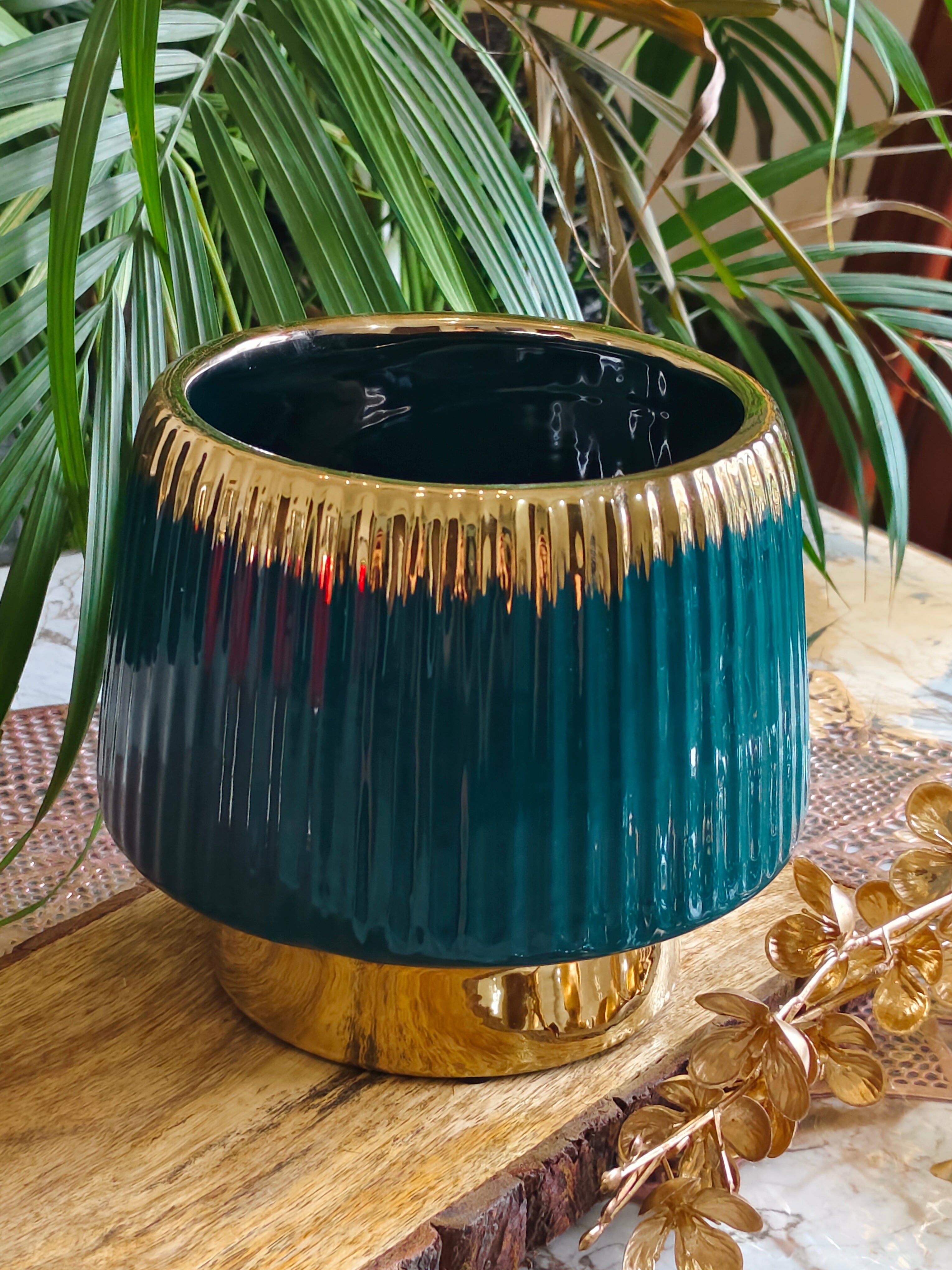 Luxe Teal Design Ceramic Pots Size 6.5 inch
