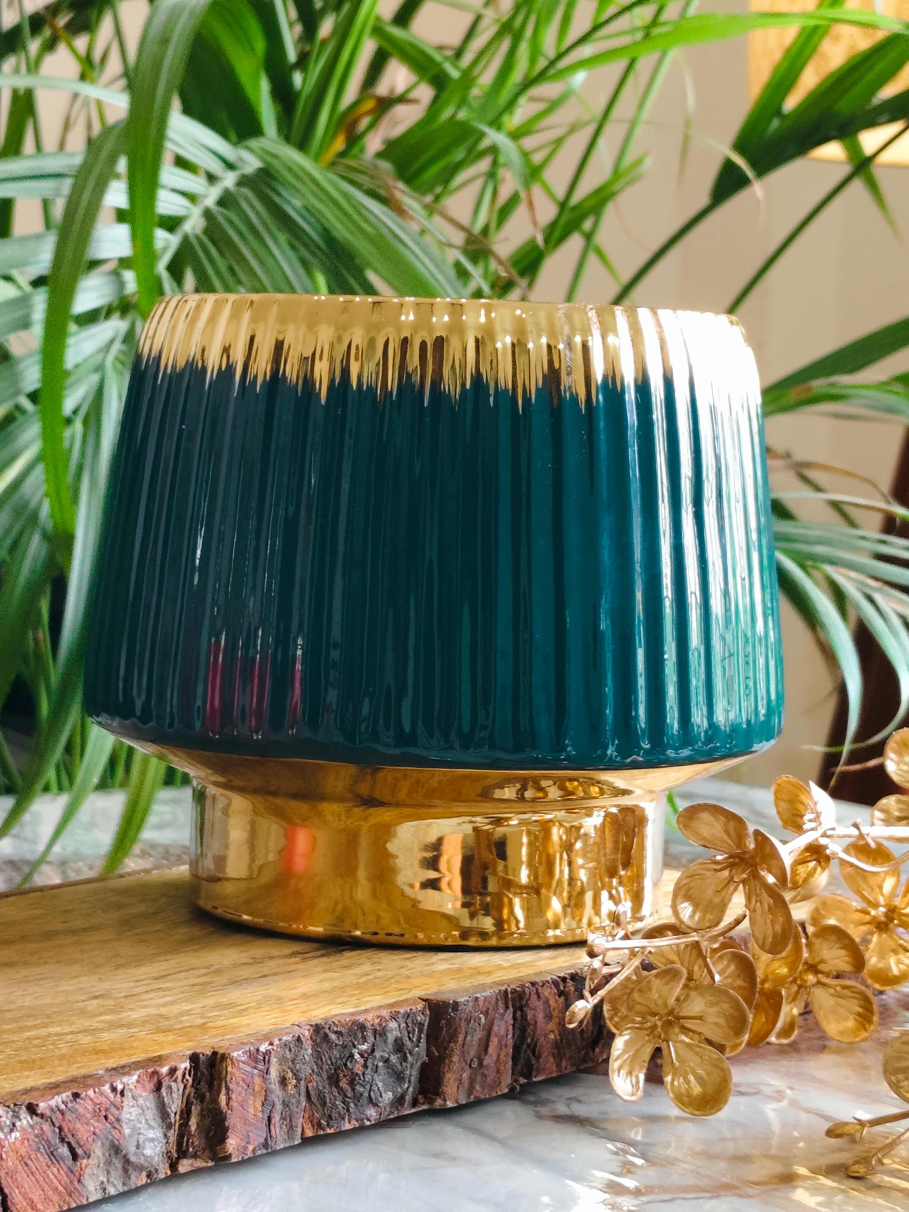 Luxe Teal Design Ceramic Pots Size 6.5 inch