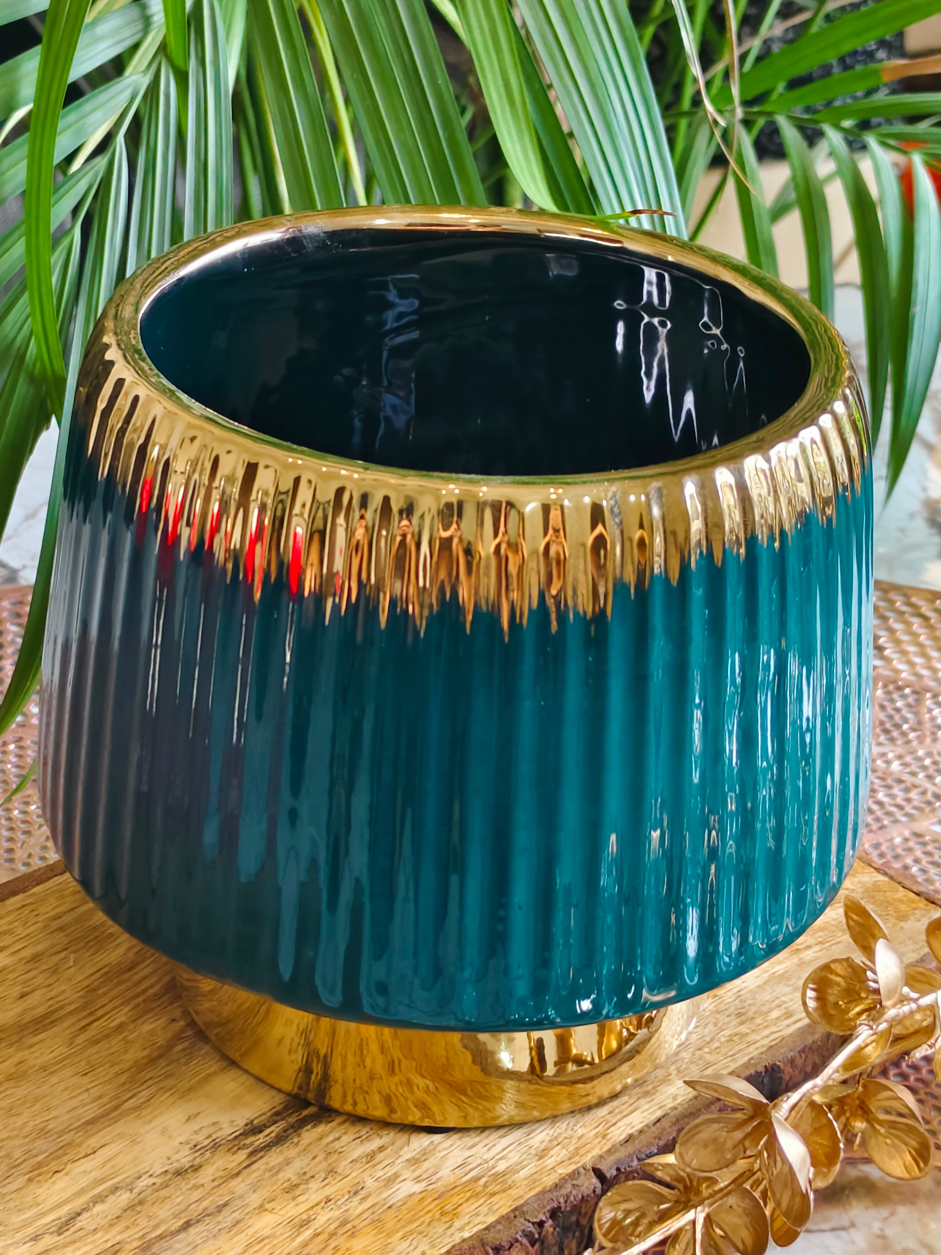 Luxe Teal Design Ceramic Pots Size 6.5 inch