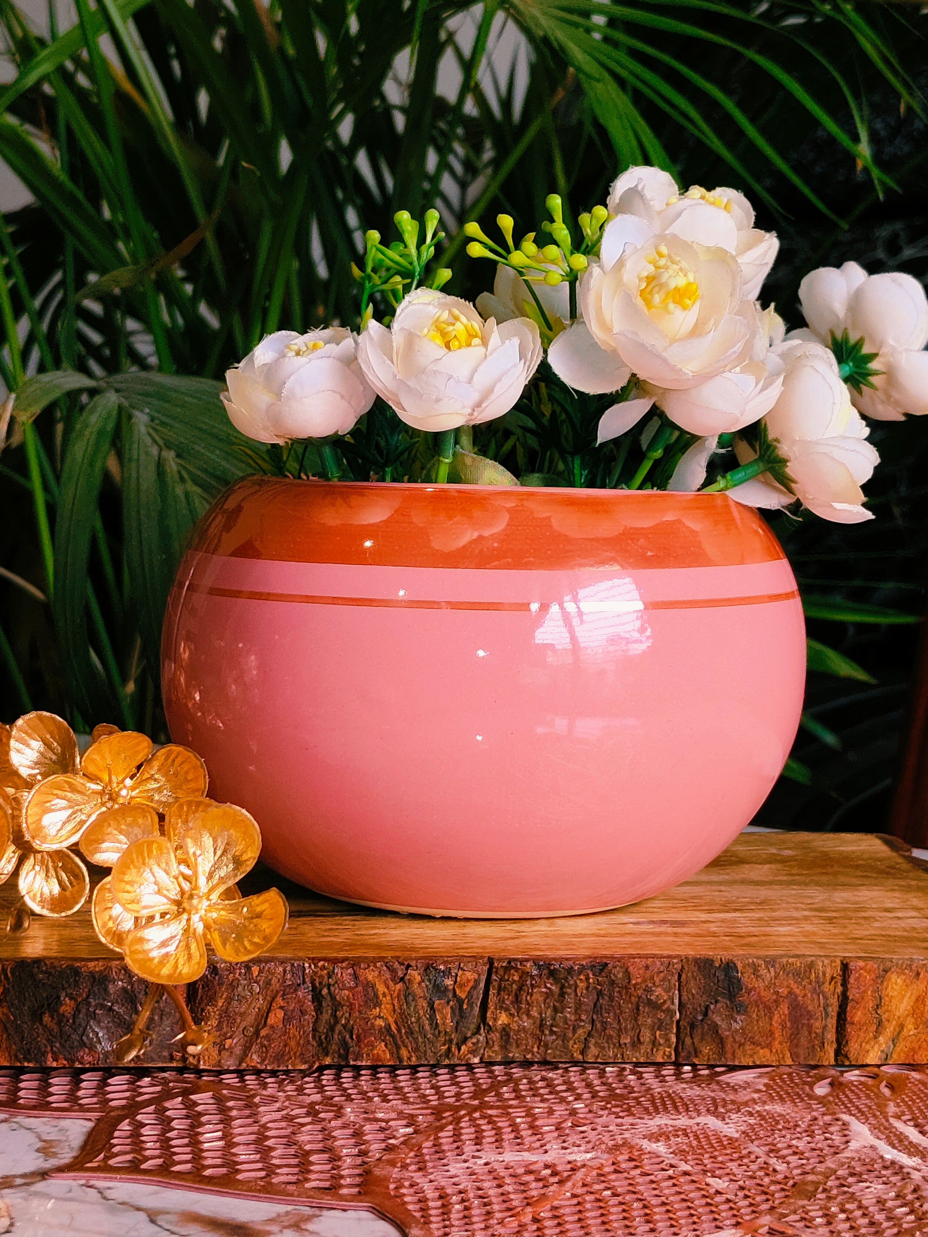 Pink Adge Ball Designer Ceramic Pots Size-6 inch