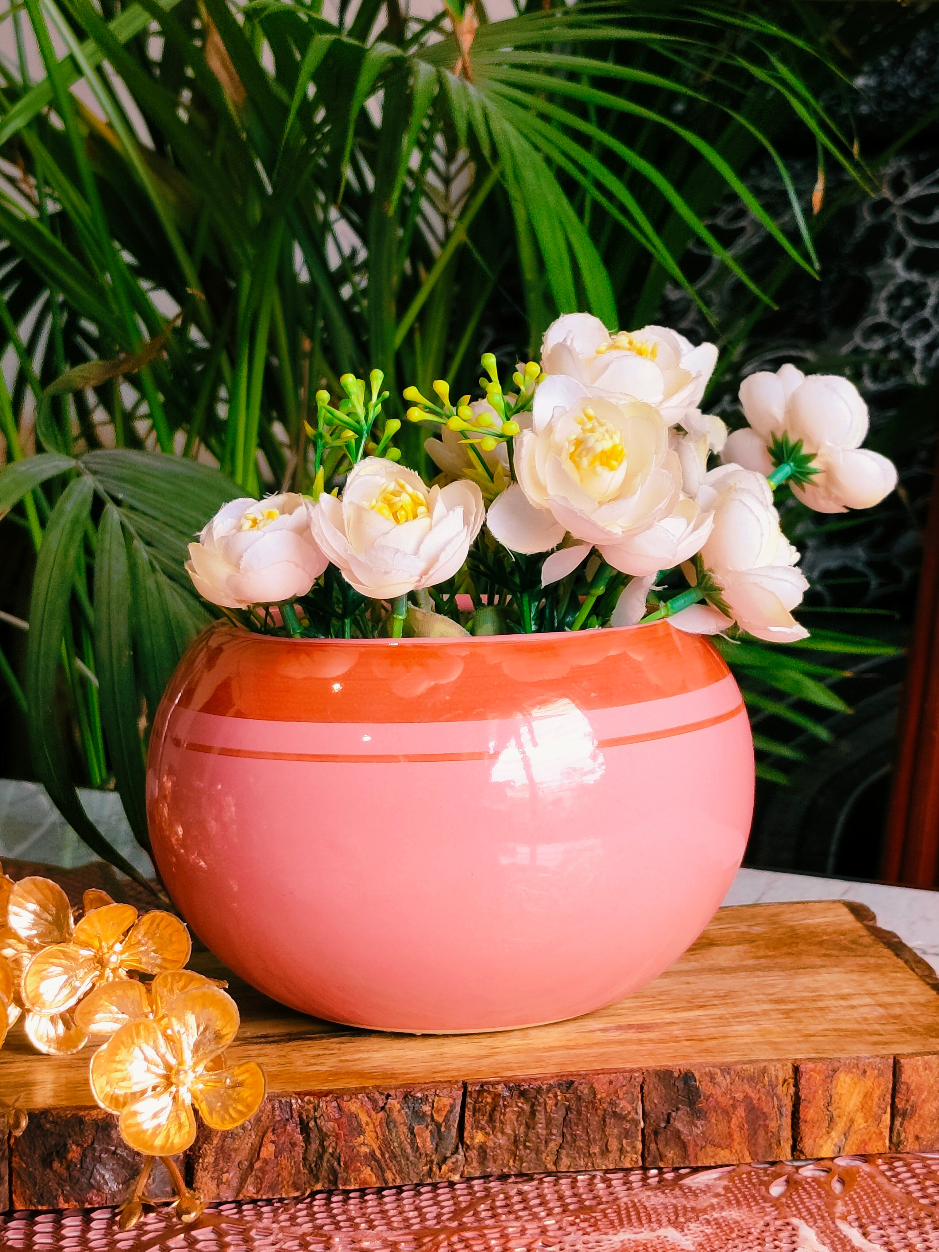 Pink Adge Ball Designer Ceramic Pots Size-6 inch