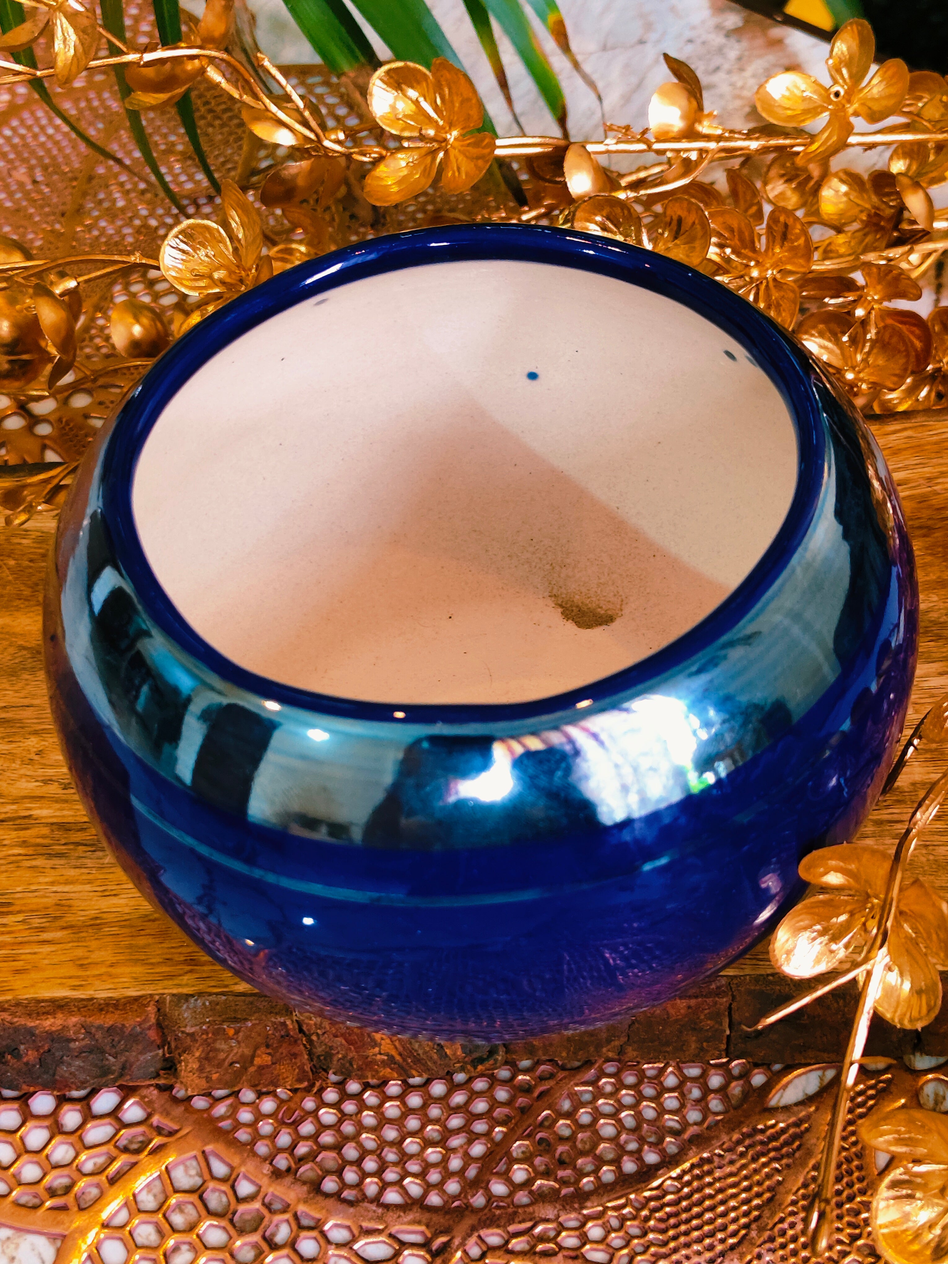 Blue Adge Ball Design Ceramic Pots Size 6 inch