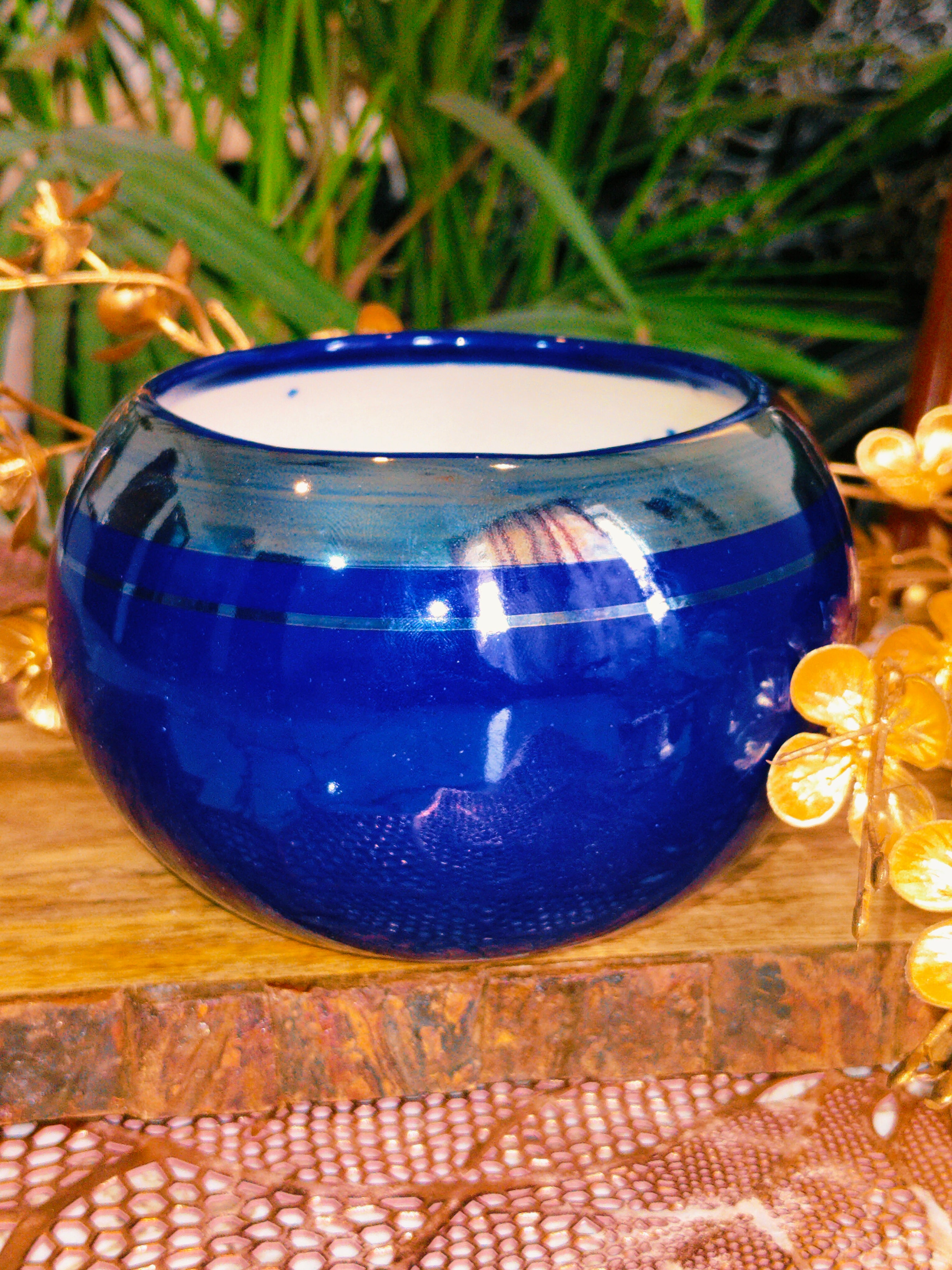 Blue Adge Ball Design Ceramic Pots Size 6 inch