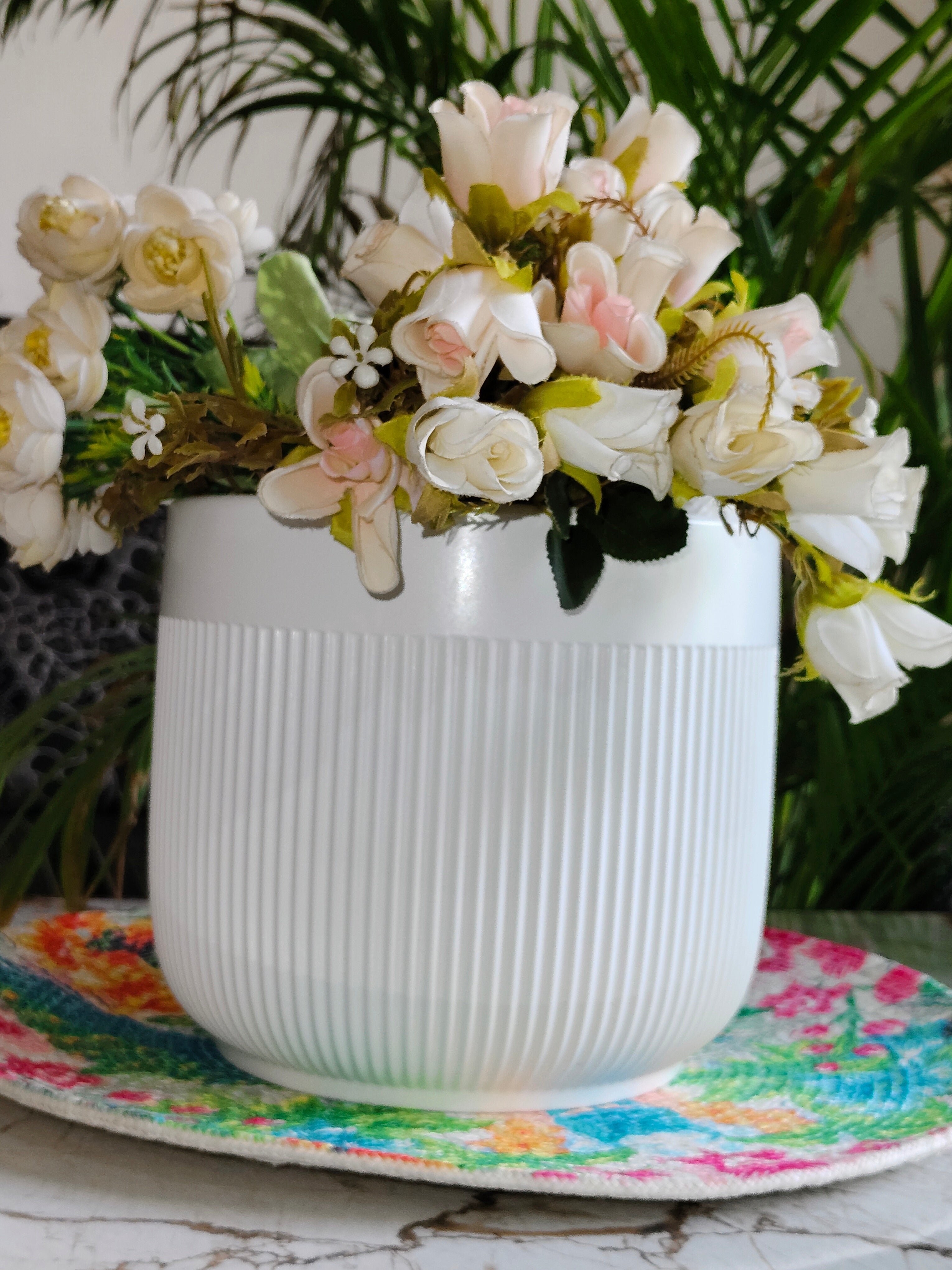 Fairy White Stripe design pot set 2 (Imported Ceramic Pots)