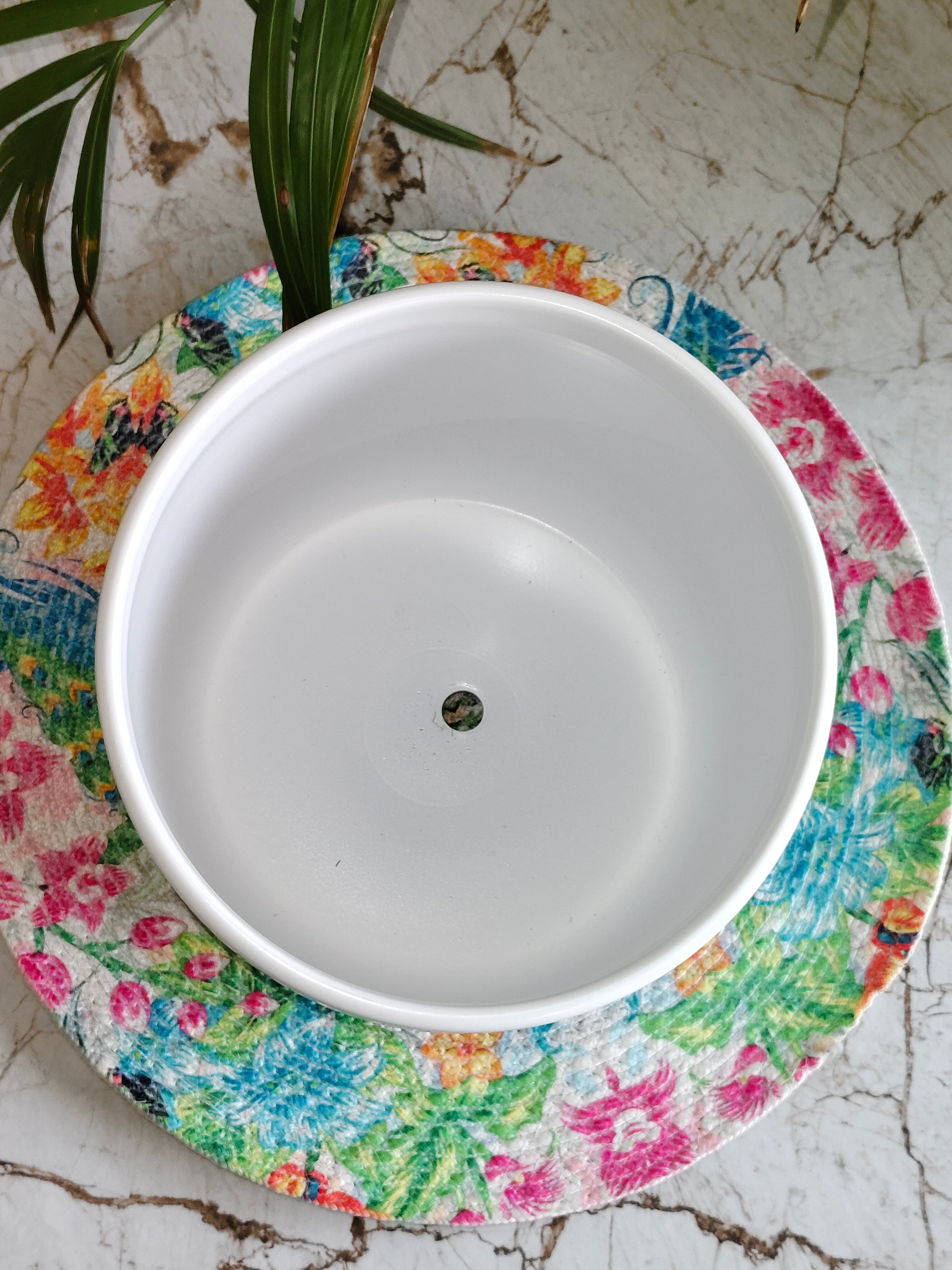 Fairy White strip pot Large 8 inches
