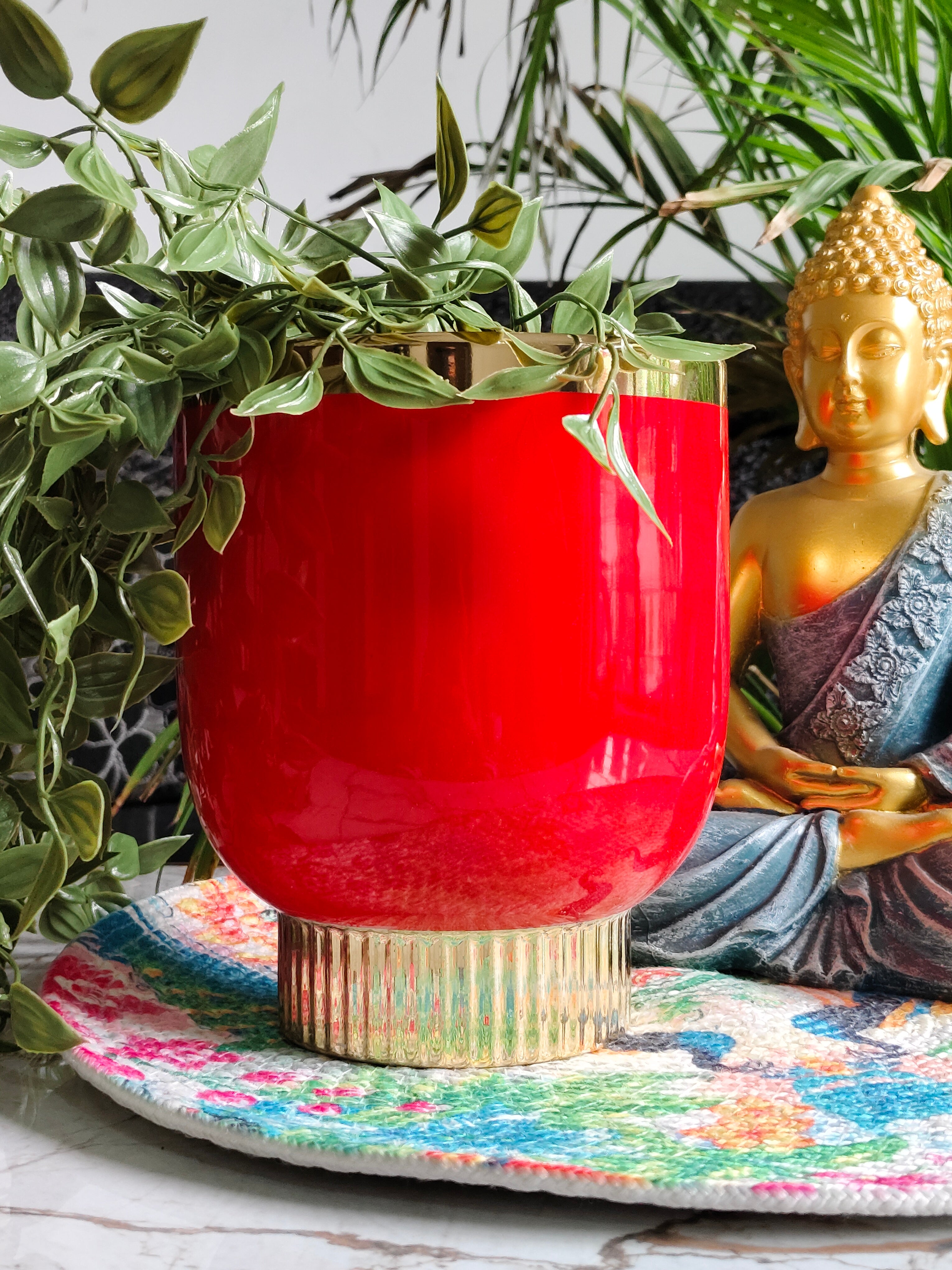 Majestic Goblet Red Teal pot (Imported Ceramic Pots)