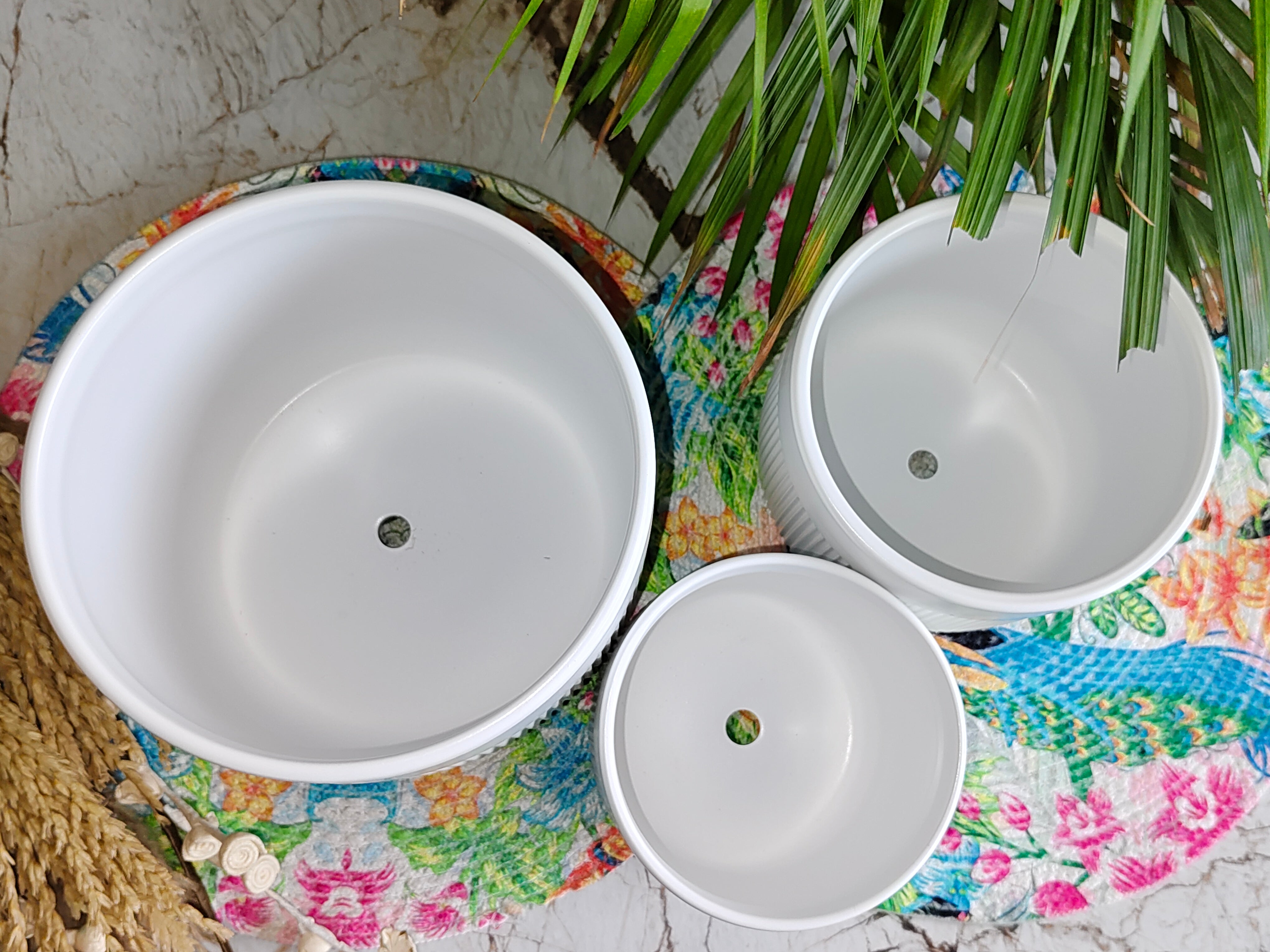 Fairy White Stripe design combo pots set 3 (Imported Ceramic Pots)