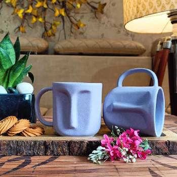 Face Shape Coffee Mug Set of 2