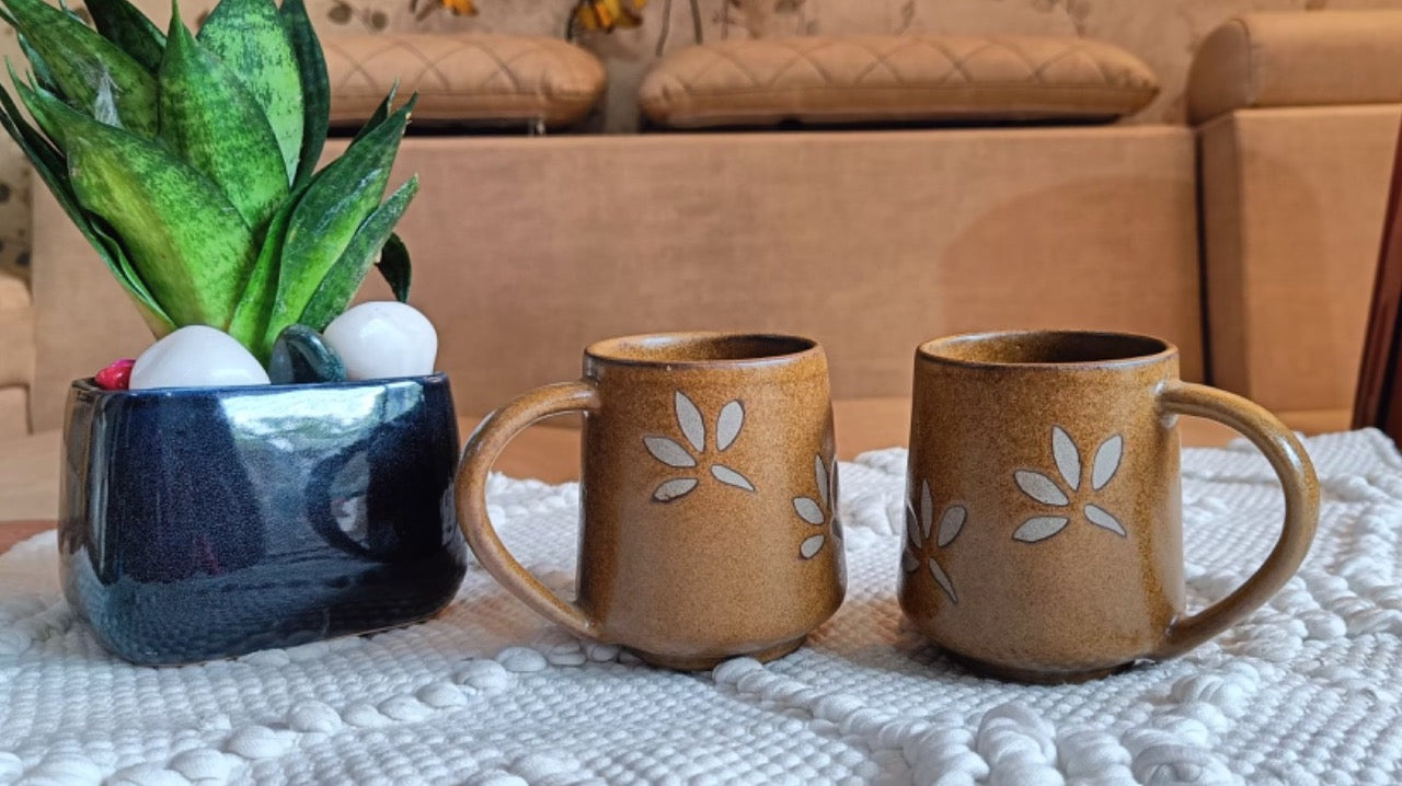 Flower Printed Coffee Mug Set of 2