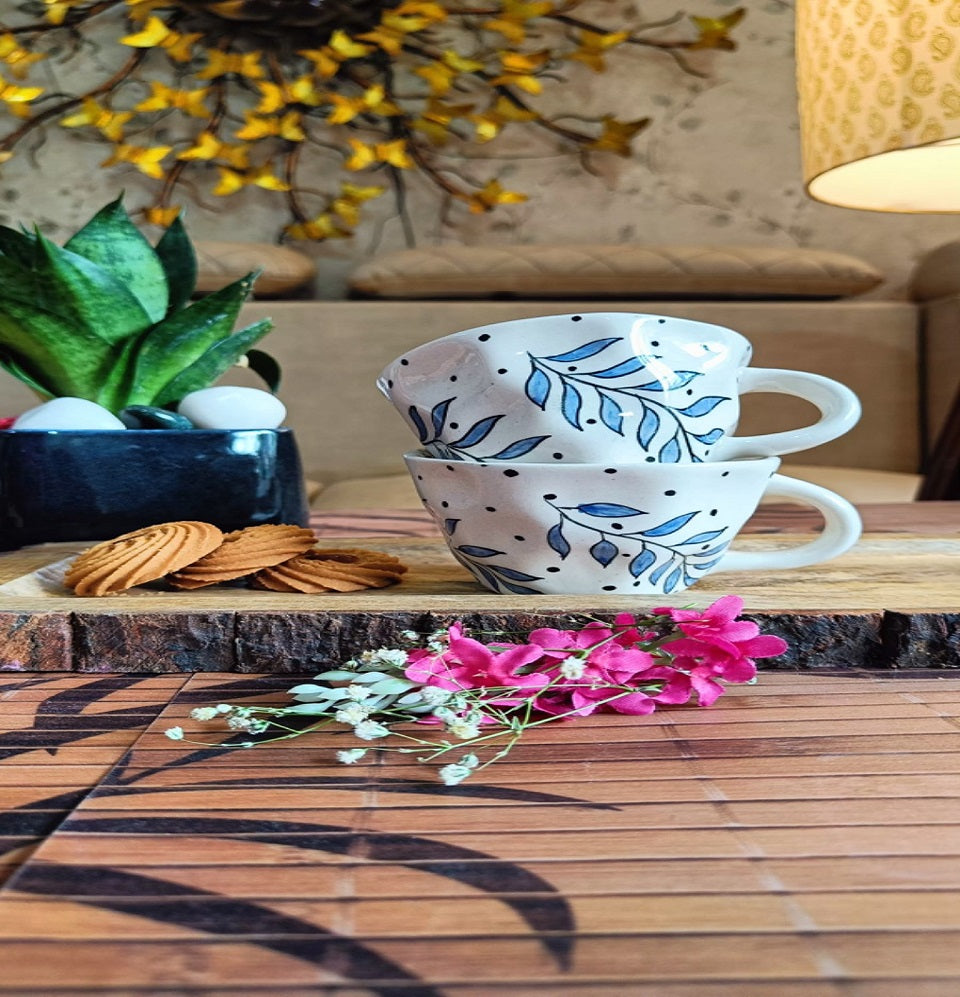 New Leaf Printed Coffee Mug Set of 2