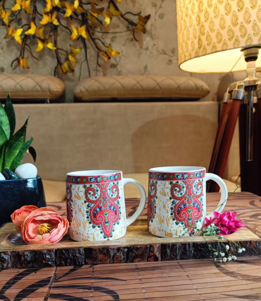 Handprinted Coffee Mug Set of 2