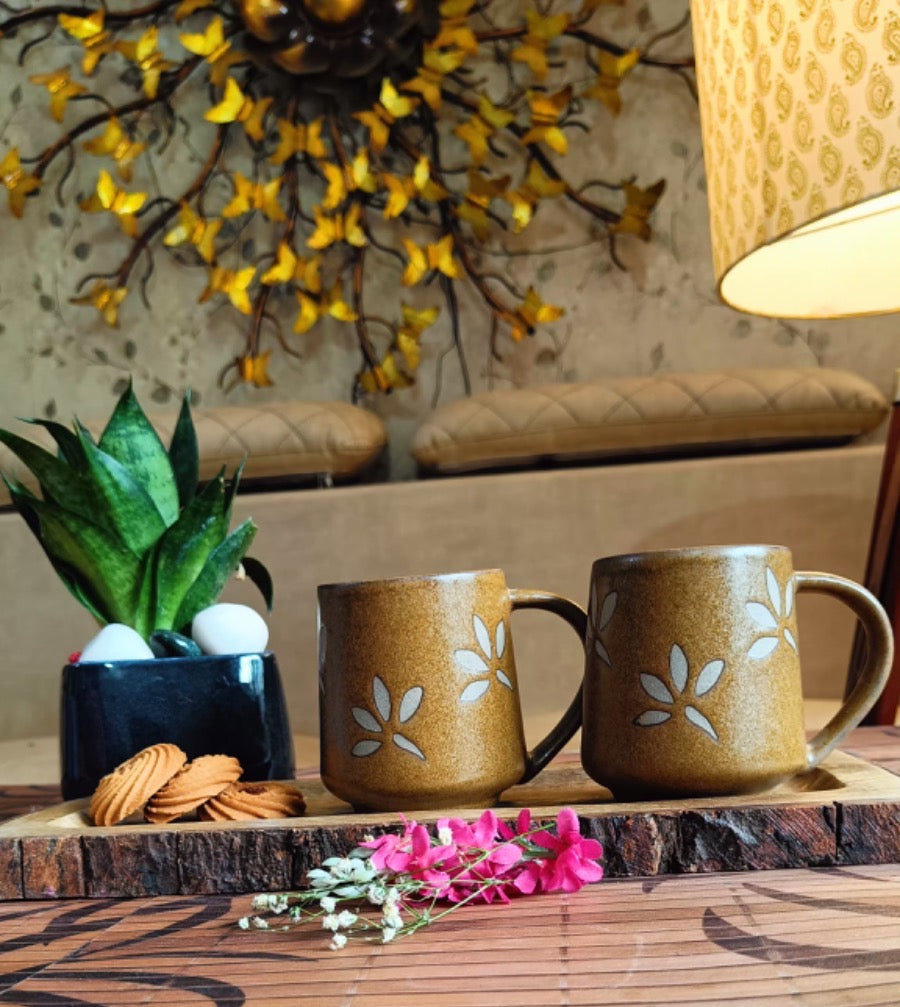 Flower Printed Coffee Mug Set of 2