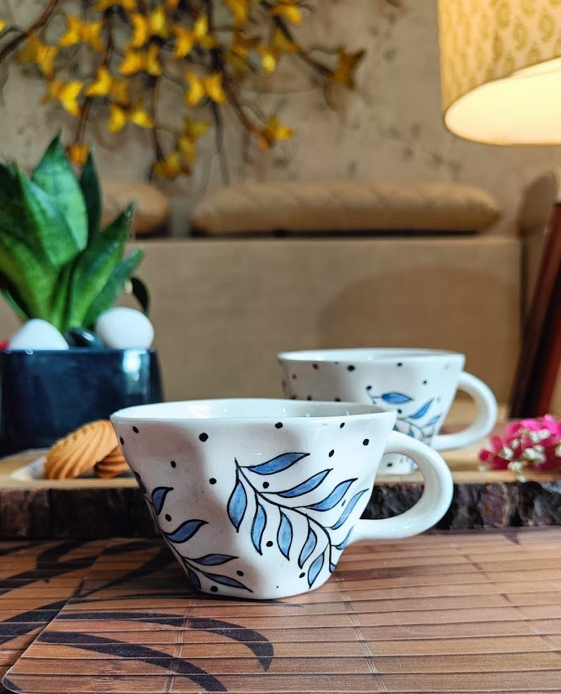 New Leaf Printed Coffee Mug Set of 2