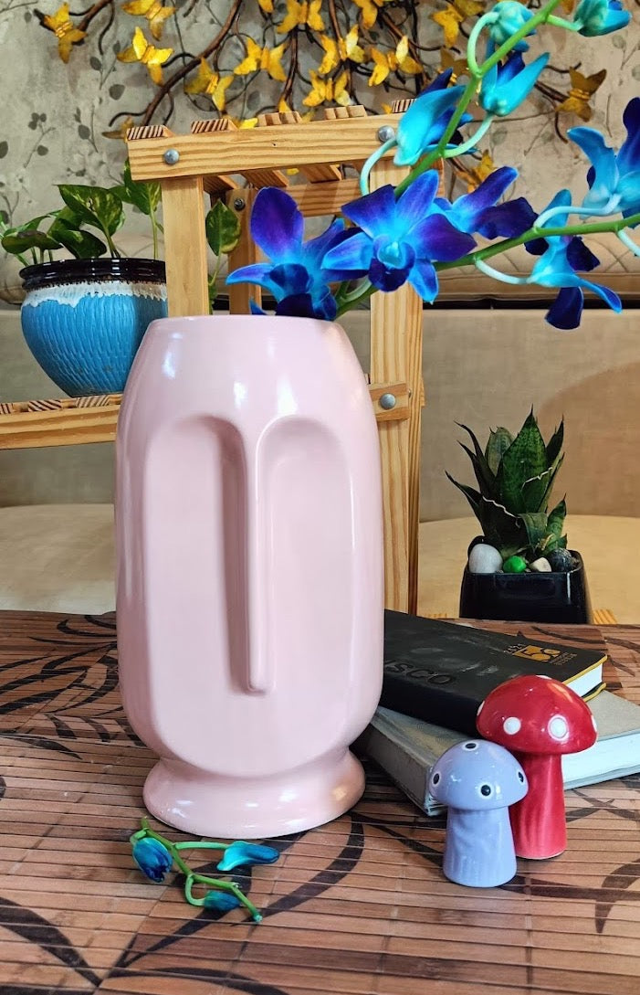 Face Shape Flower Vase Color Pink