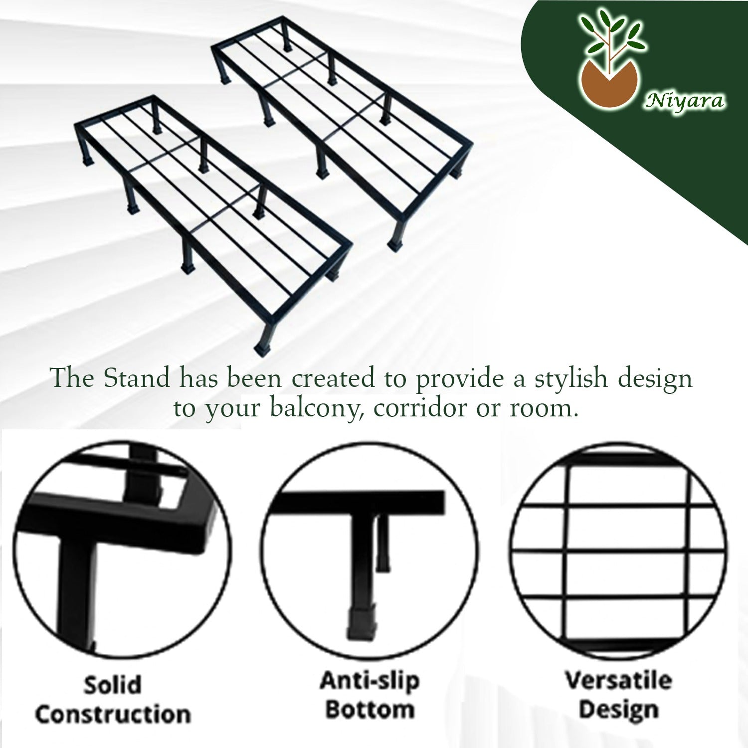 Metal Stand Rectangle Shape Set of 2 Size - Large (24 inch)