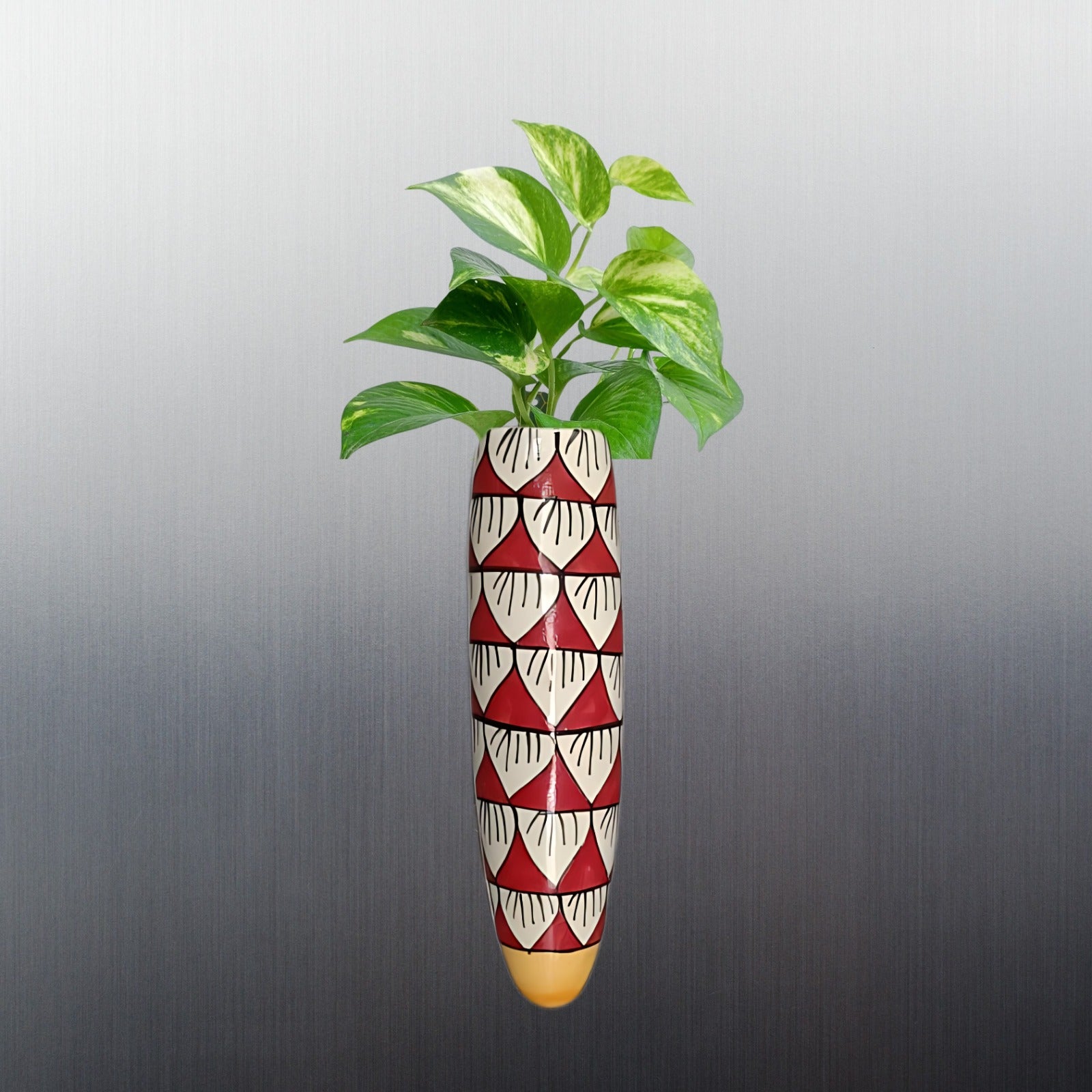 Mughal Heaven Handpainted Magnetic Planter Set 1 (RED)
