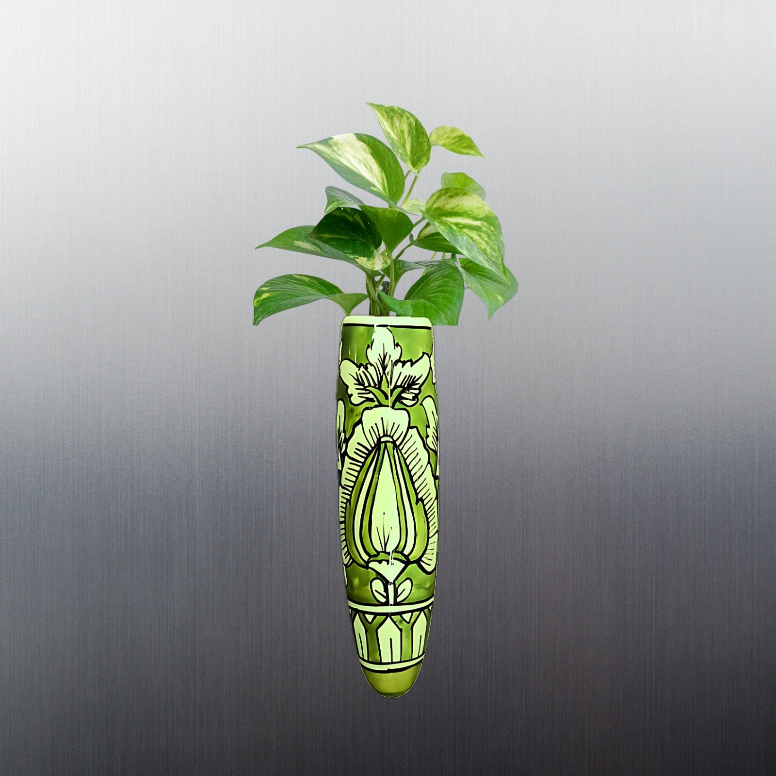 Mughal Heaven Handpainted Magnetic Planter Set 1 ( green)