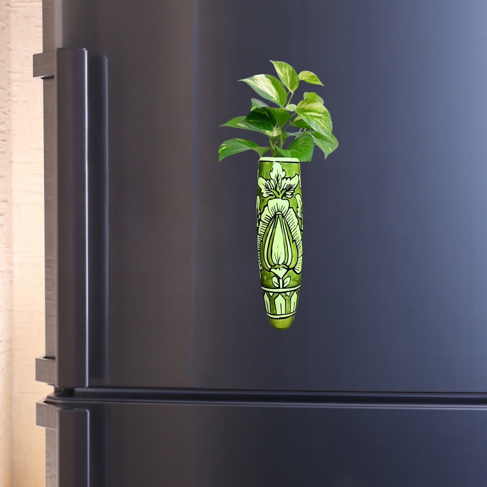 Mughal Heaven Handpainted Magnetic Planter Set 4 ( green)