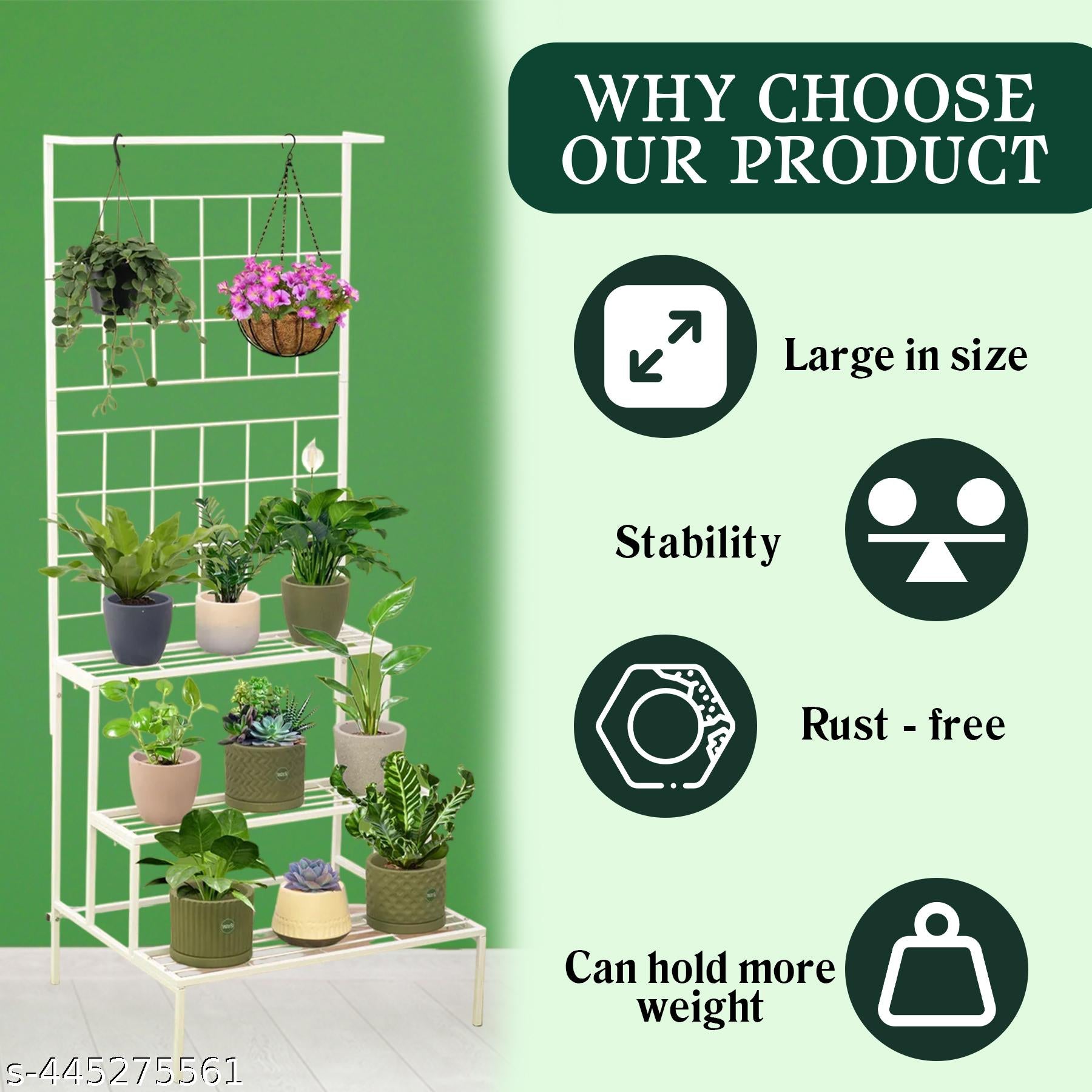 4 Tier White Metal Planter Stand
