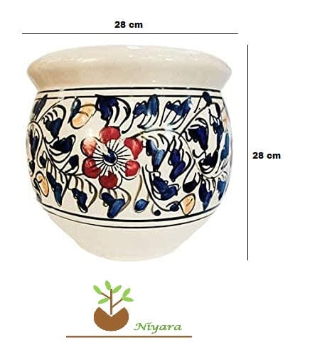 Mughal Art Planters Pot Color-White & blue