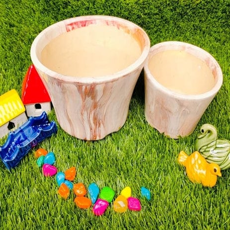 Multicolor Bucket Stylish Planters Pot Set of 2
