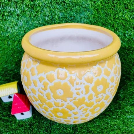 Drop Texture stylish Planters Pot Color-Yellow