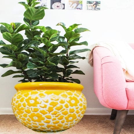 Drop Texture stylish Planters Pot Color-Yellow