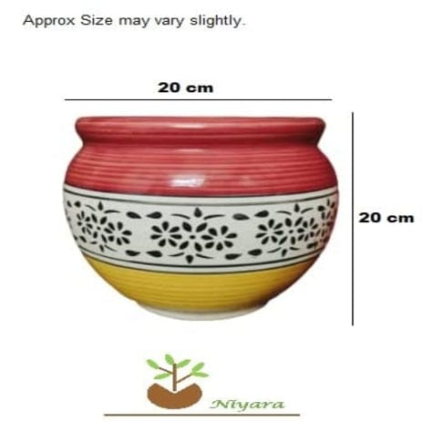 Mughal Art Type Planter Pot Color- White & Blue