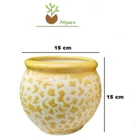 Drop Texture stylish Planters Pot Color-Yellow