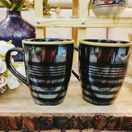 Black Shine Mugs Set of 2