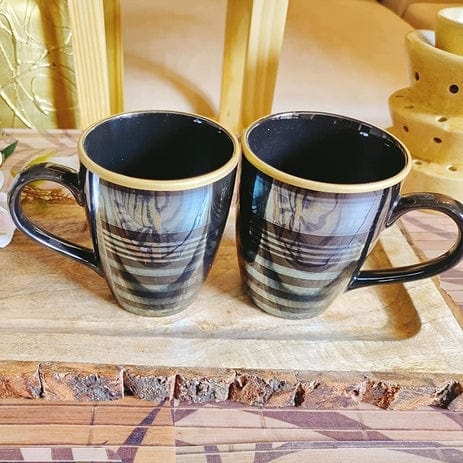 Black Shine Mugs Set of 2