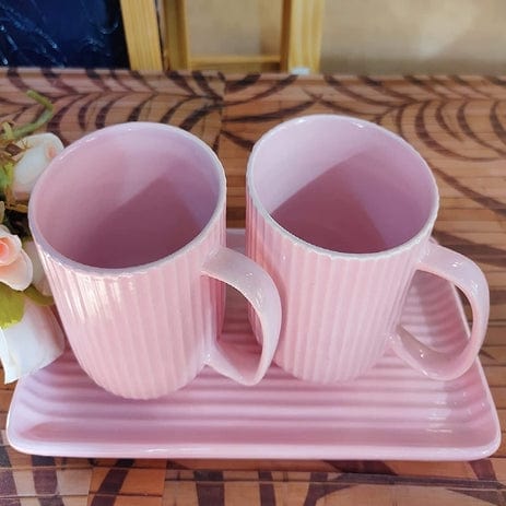 Blush Me Mug Set of 3 ( 2 Cups and 1 Tray)