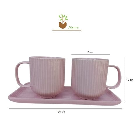 Blush Me Mug Set of 3 ( 2 Cups and 1 Tray)