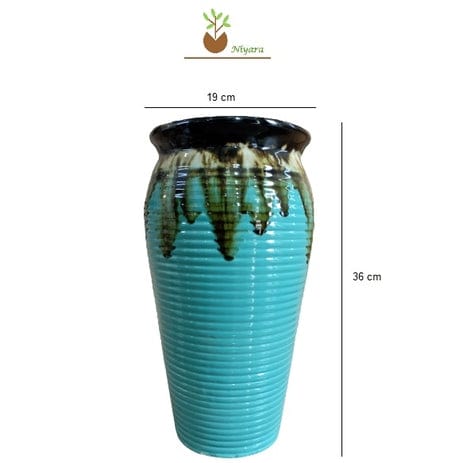 Blue Glacier Flow Cylinderical Pot